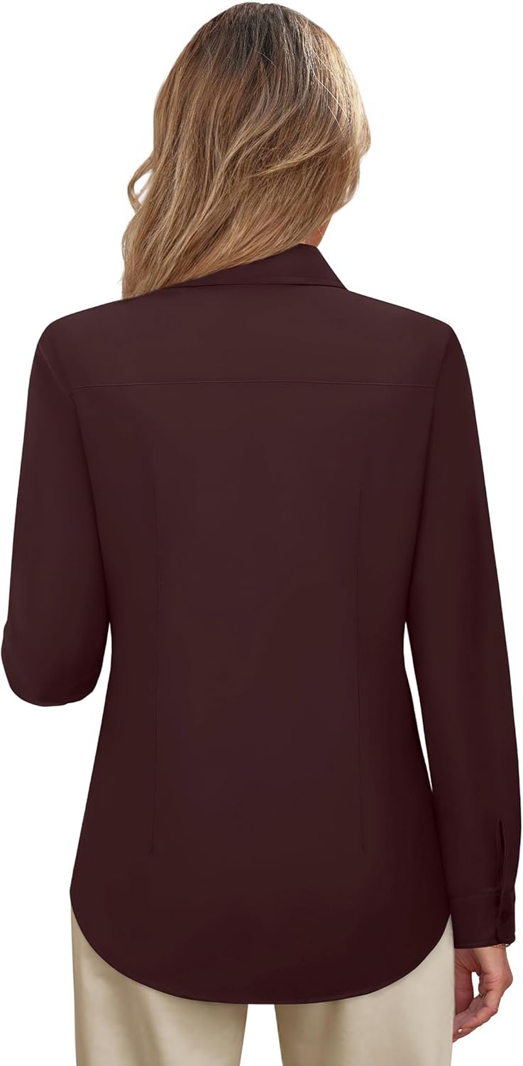 J.VER Womens Button Down Dress Shirts Long Sleeve Shirt Classic Business Casual Work Blouse Tops with Pocket - Image 2