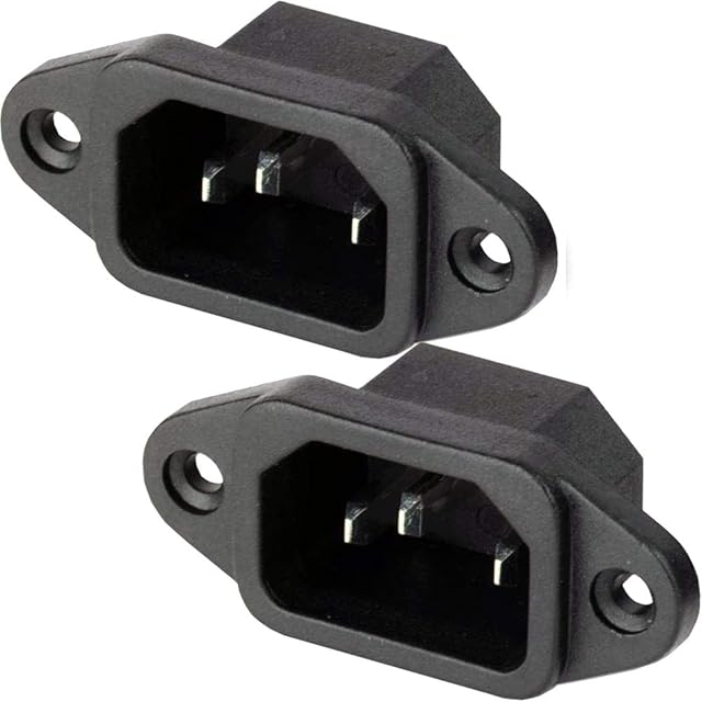 Loops 2 Pack | IEC C14 Power Socket | 10A Screw in PCB Inlet | Panel Chassis Mount Connector | Female Kettle Wall Accessories | 3 Pin Mains Bulkhead Amp