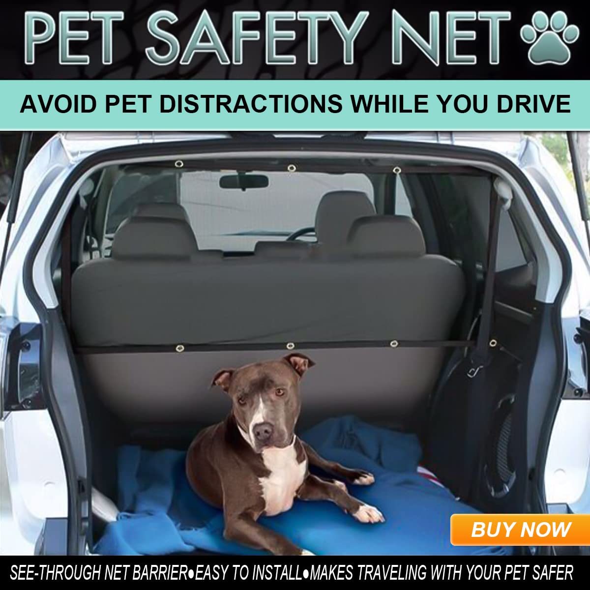 Filet De Séparation Voiture Pour Chien - Barrière Réglable Pour SUV Et Camions 120x70 Cm - Protection Sécurité