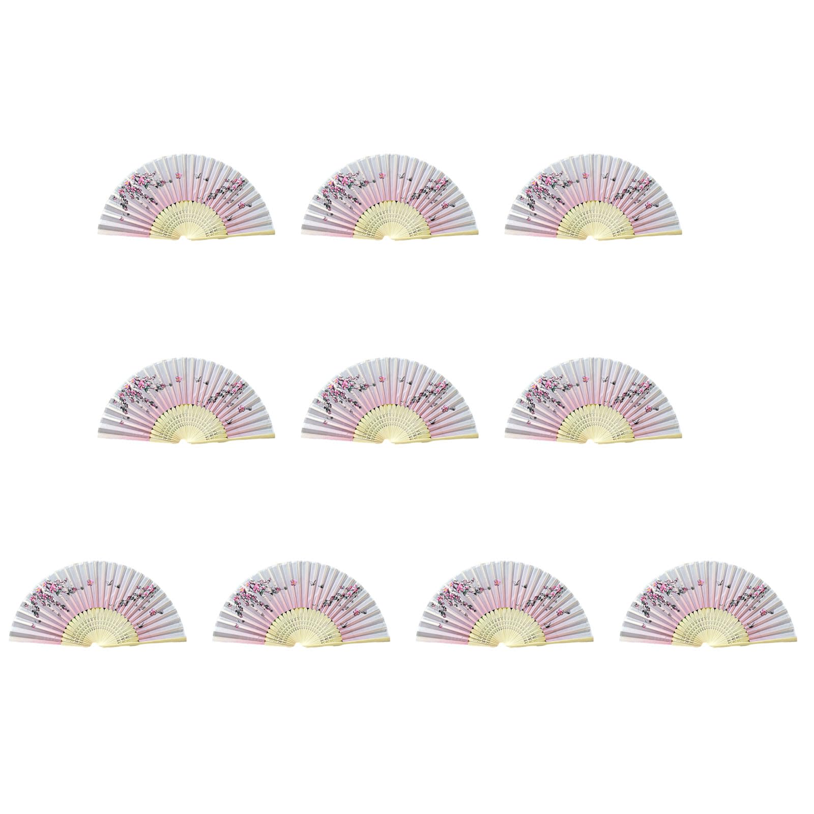 Xinsheinelry Of 10 Bamboo Folding Fans Traditional Chinese Handheld Fan with Elegant Carvings for Cooling and Decoration Bamboo Folding Fan