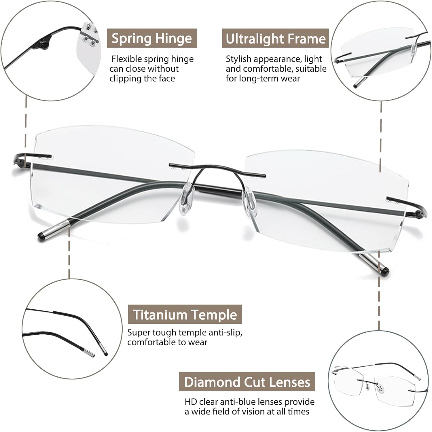 Photochromic Progressive Multifocal Reading Glasses Men Women Blue