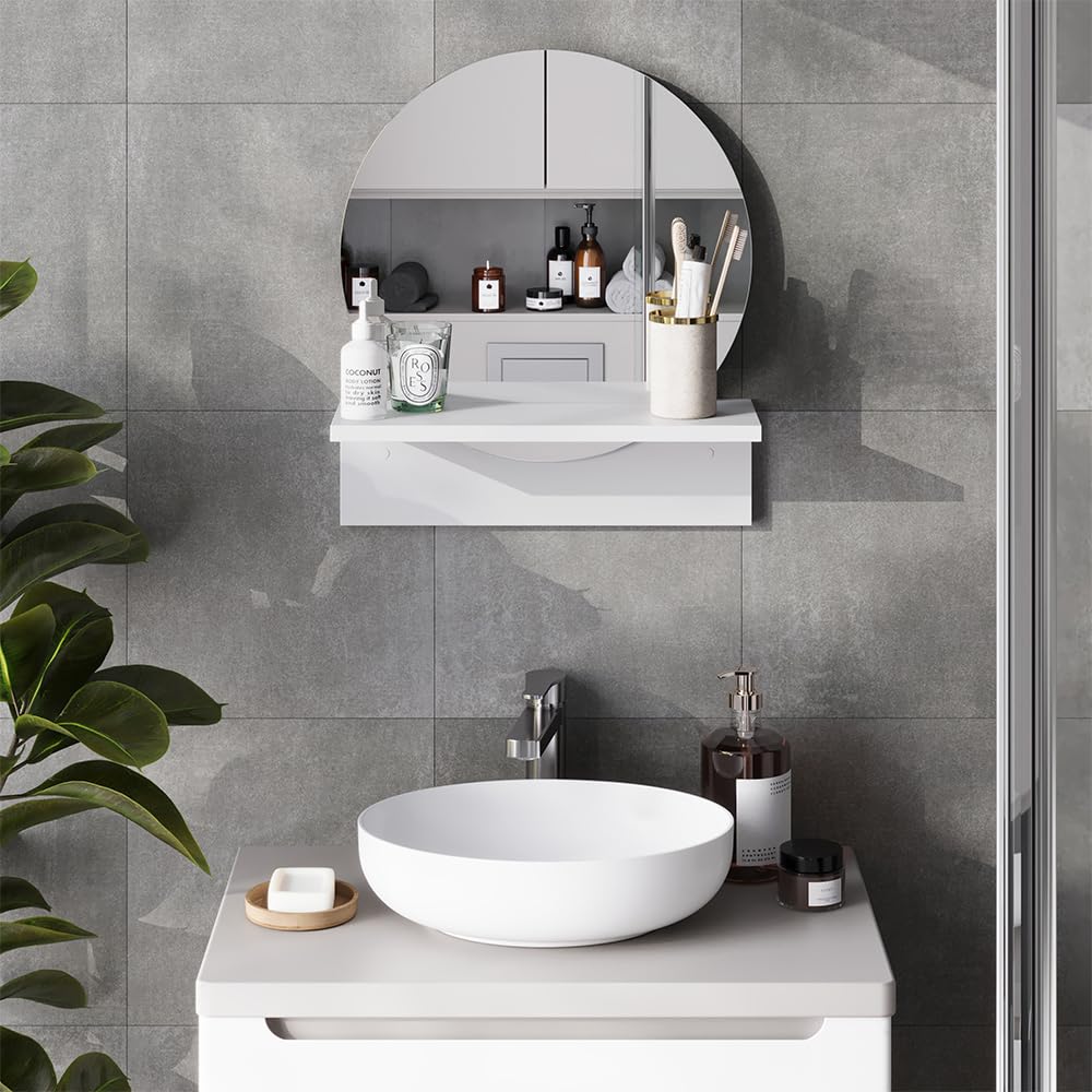 Vicco Miroir Mural Elyra, Blanc, 40x47.5cm