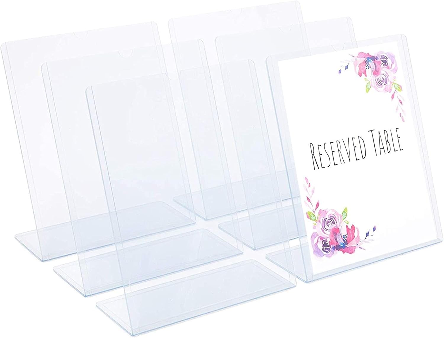 Clear Slant Back Acrylic Sign Holder, Table Top Vertical Display Stand (8.5 x 11 in, 6 Pack) : Office Products