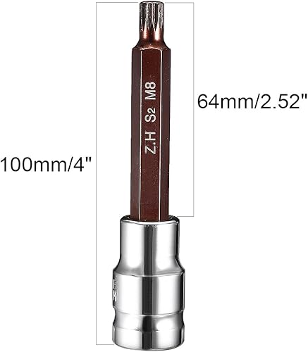 Miniatura 4 de uxcell Broca cuadrada triple M8 de 12 pulgada x M8 (0.315 in), puntas de acero S2 CR-V sockets 4 pulgadas de longitud uso con llave de trinquete,