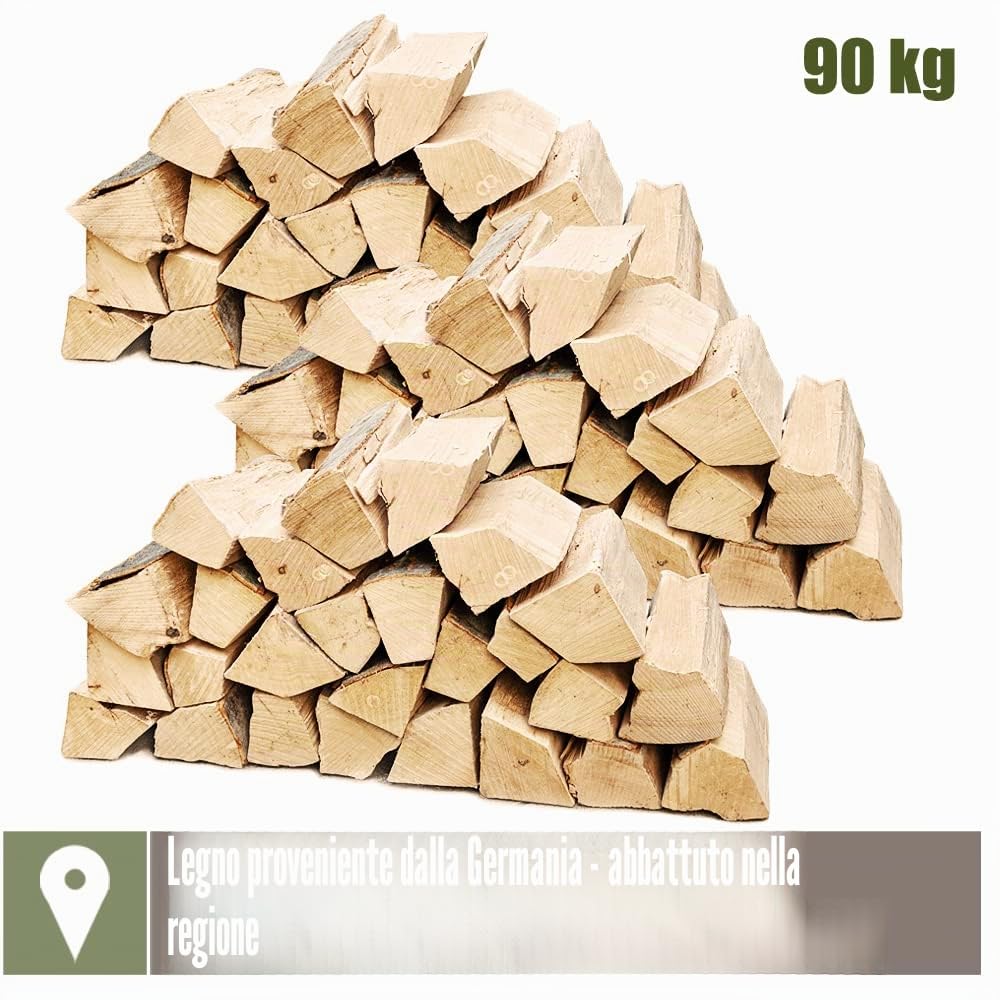 Legna da Ardere 90 kg Per Stufa e Camino Braciere Griglia Cestello per il Fuoco Ceppi 25 cm Kingpower