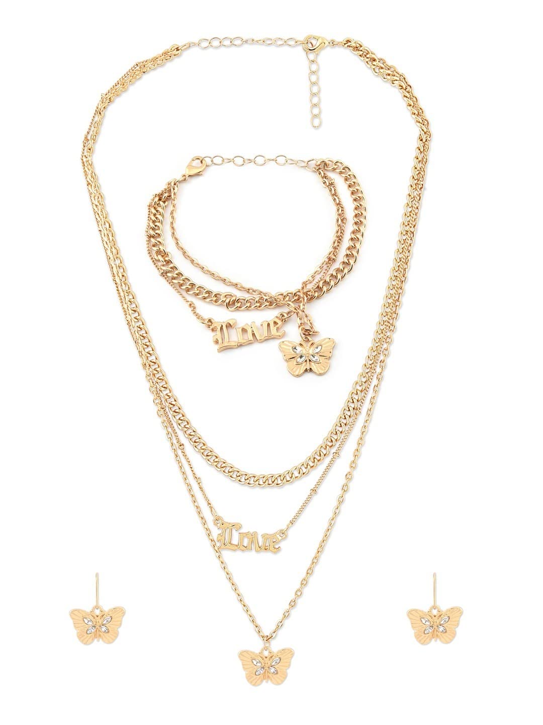 See full amazon price history chart for ZAVERI PEARLS Gold Tone 3 Layers Contemporary Love Butterfly Chain Earring & Bracelet Set For Women-ZPFK15080 ZAVERI PEARLS Gold Tone 3 Layers Contemporary Love Butterfly Chain Earring & Bracelet Set For Women-ZPFK15080 (B0BG891SXV) Amazon Price History, Amazon Price Tracker