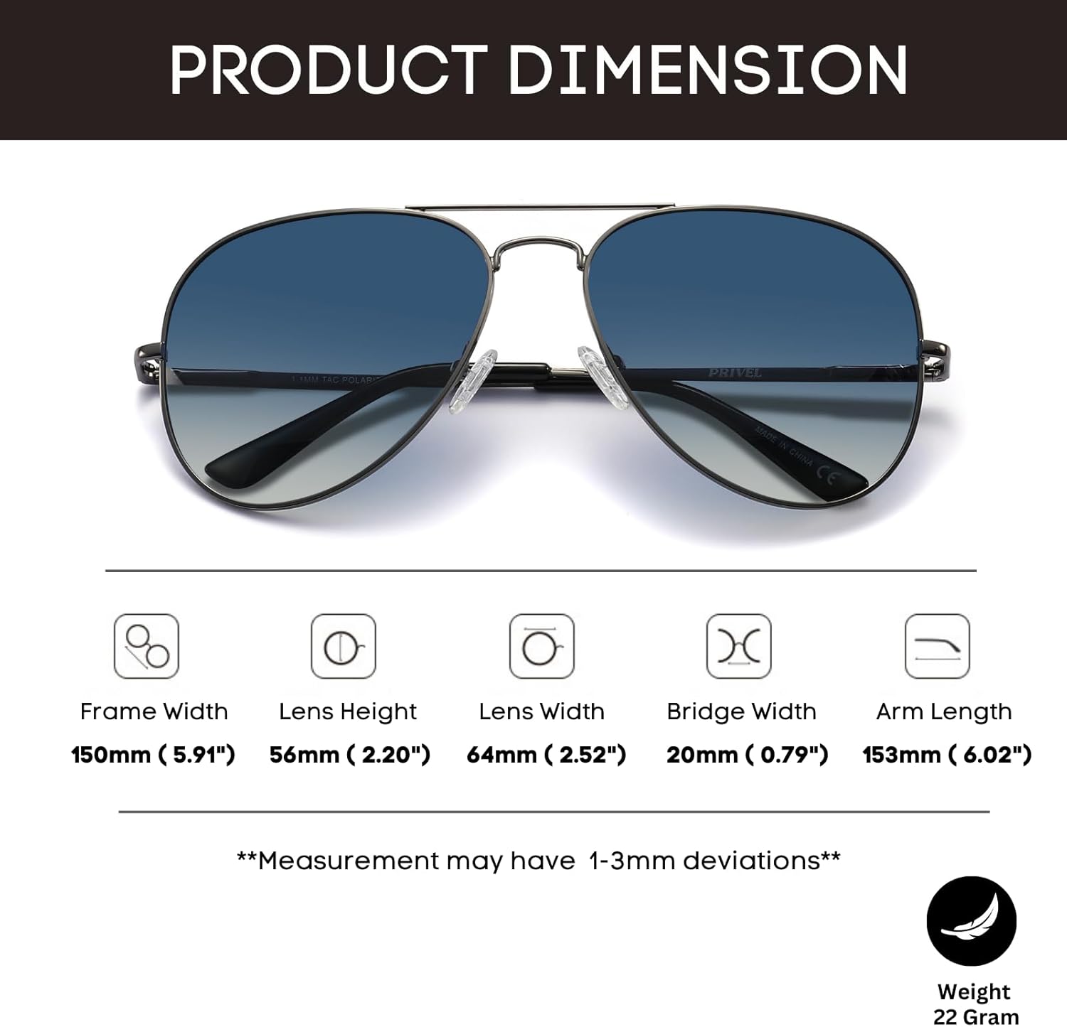 XXL Size Extra Large Classic Polarized Aviator Sunglasses 150MM for Big Wide Head Men Ultralight UV400 Glasses