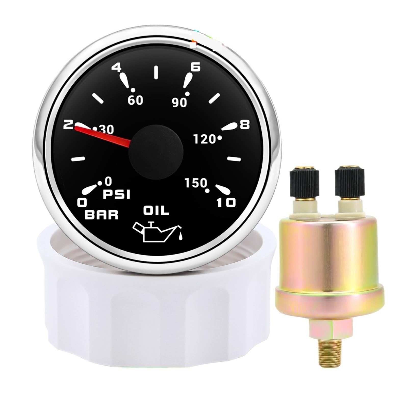 7 kolorowe światło 52mm manometr oleju + czujnik, 5Bar/10Bar wskaźnik miernika ciśnienia oleju dla Auto samochód jacht łódź 12V24V Wielokolorowy wyświetlacz(BS 0-10 Bar)