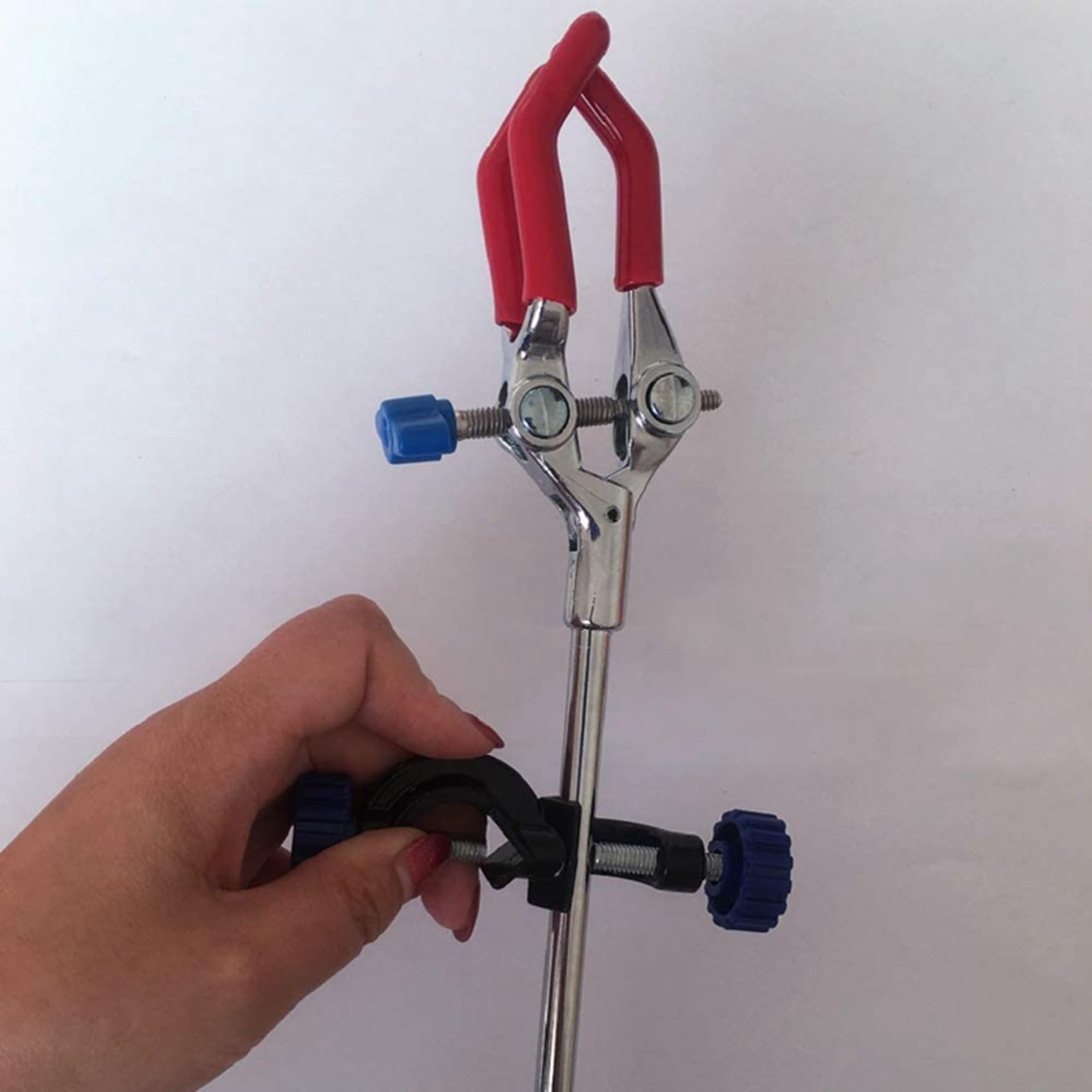 10X Lab Clamp 3 Prong Finger Regulacja SzczęKi z Naukowym PrzedłUżEniem Regulowany Czarny Klips do Statywu Laboratoryjnego