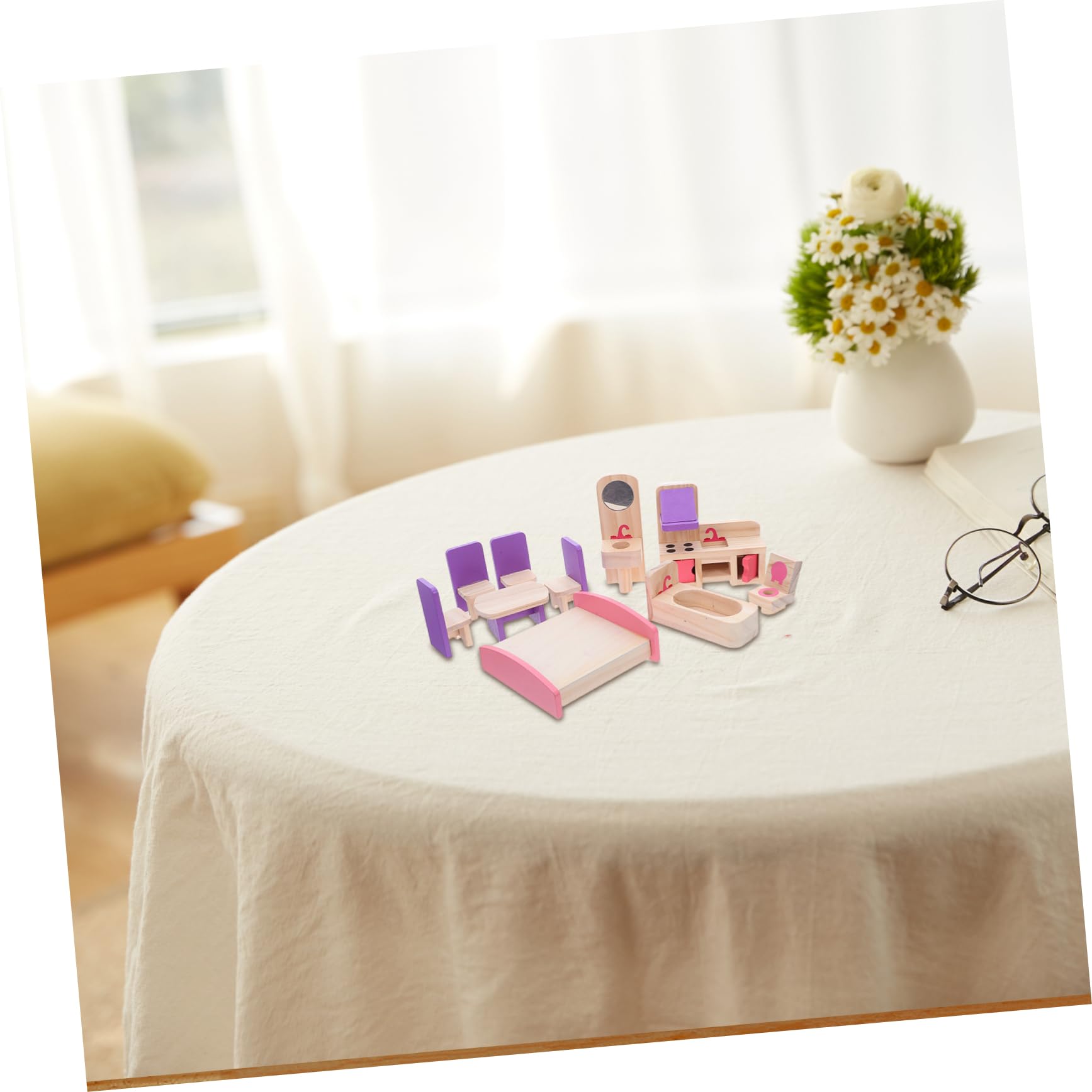 Didiseaon Mobili Per Casa Delle Bambole in Legno Set Di Mobili Per Casa Delle Bambole Fai Da Te Accessori in Miniatura Per Camera Da Letto in Miniatura Per Ragazzo Ragazza