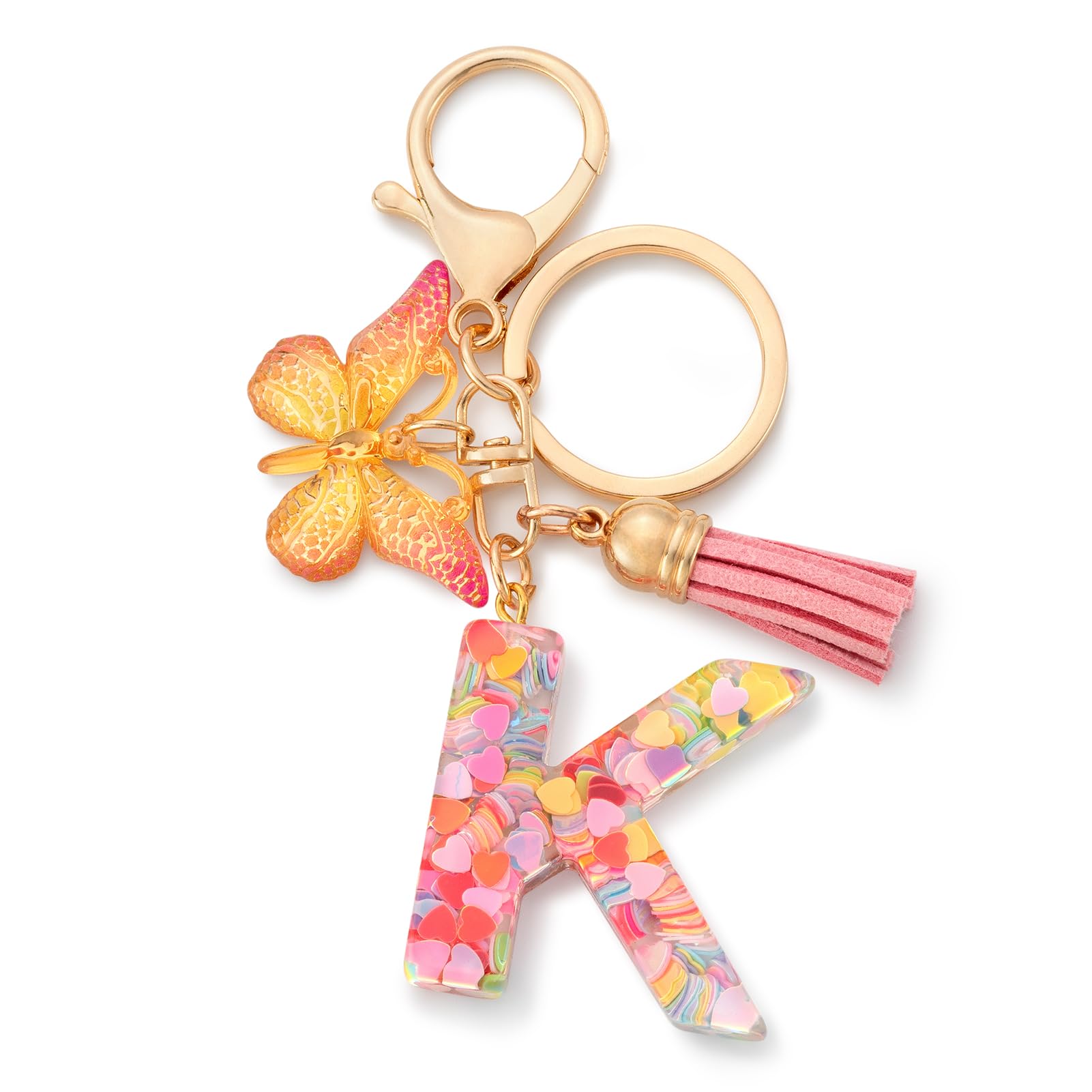 CHUQING Schlüsselanhänger Buchstabe Mädchen Schlüsselanhänger Schmetterling mit Anfangsbuchstabe für Frauen Damen