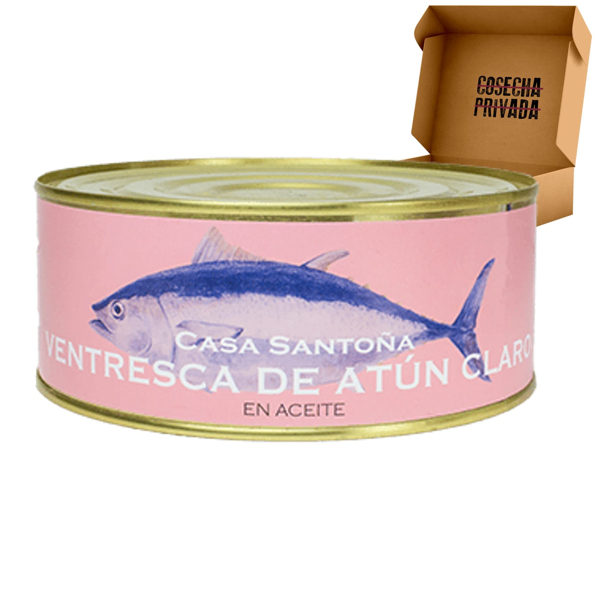 Ventresca de Atun Claro Premium del Cantábrico - Casa Santoña - Lata 1 kg - Lomos de Ventresca de Atún en Aceite de máxima calidad - 700 ml - 705g Neto - Seleccionado por Cosecha Privada