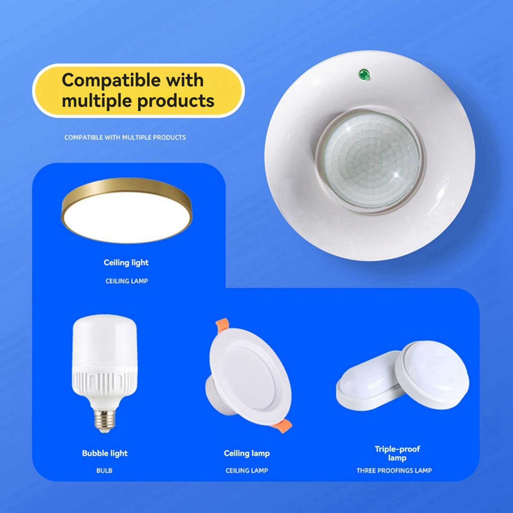 5X Sensore di Movimento A Soffitto Regolabile A 360°, Interruttore Della Luce di Presenza per Risparmio Energetico e Sicurezza