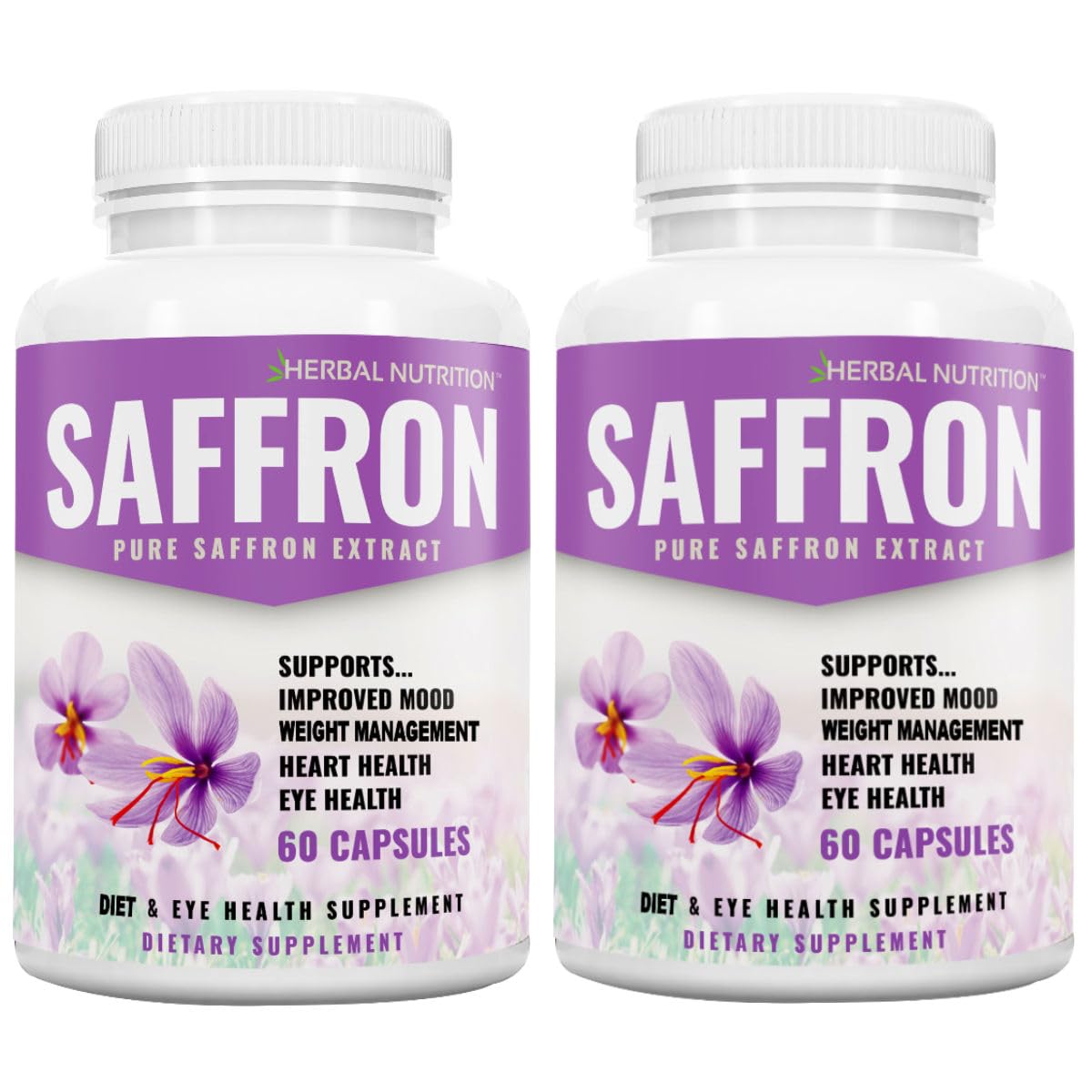 Saffron Extract Extra Strength Standardized for Maximum Potency, 88.5mg 120 Capsules Two Pack 100% Pure Saffron Extract All-Natural Mood Enhancer, Diet Supplement and Great for Eye Health.