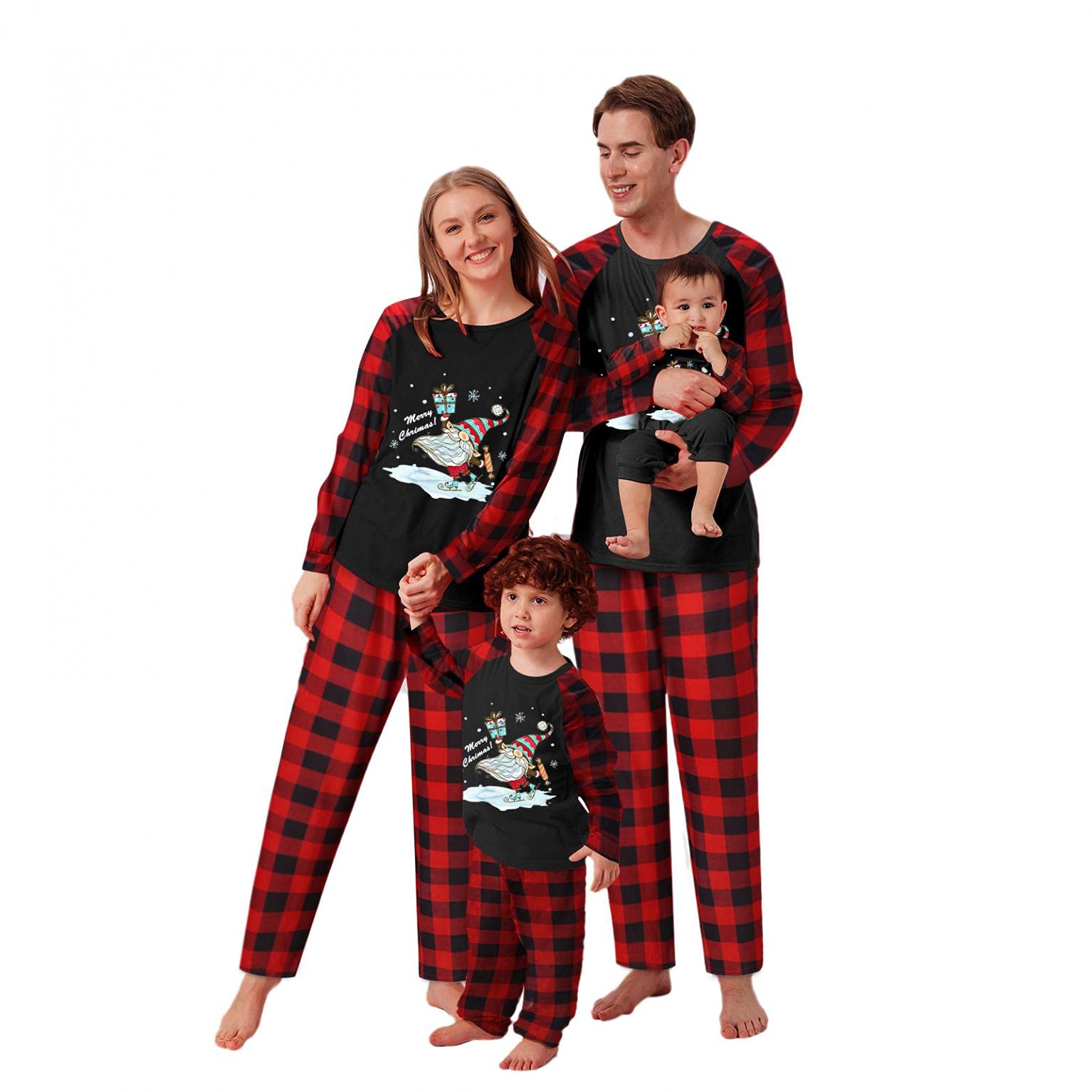 PATPAT Familie Passende Weihnachten Pyjamas Baum Schneeflocke Und Buchstaben Drucken Nachtwäsche Langarm Pyjamas Sets Familie Xmas Outfits Dunkelblau Baby: 3-6 Monate