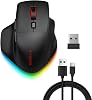 E-YOOSO X54 mouse ergonómico recargable inalámbrico Bluetooth y con cable | batería grande de 1000mAH, polling de 1K, 12K DPI, clics silenciosos, luces RGB, mouse para laptop/computadora/PC/Macbook/oficina/juegos 1