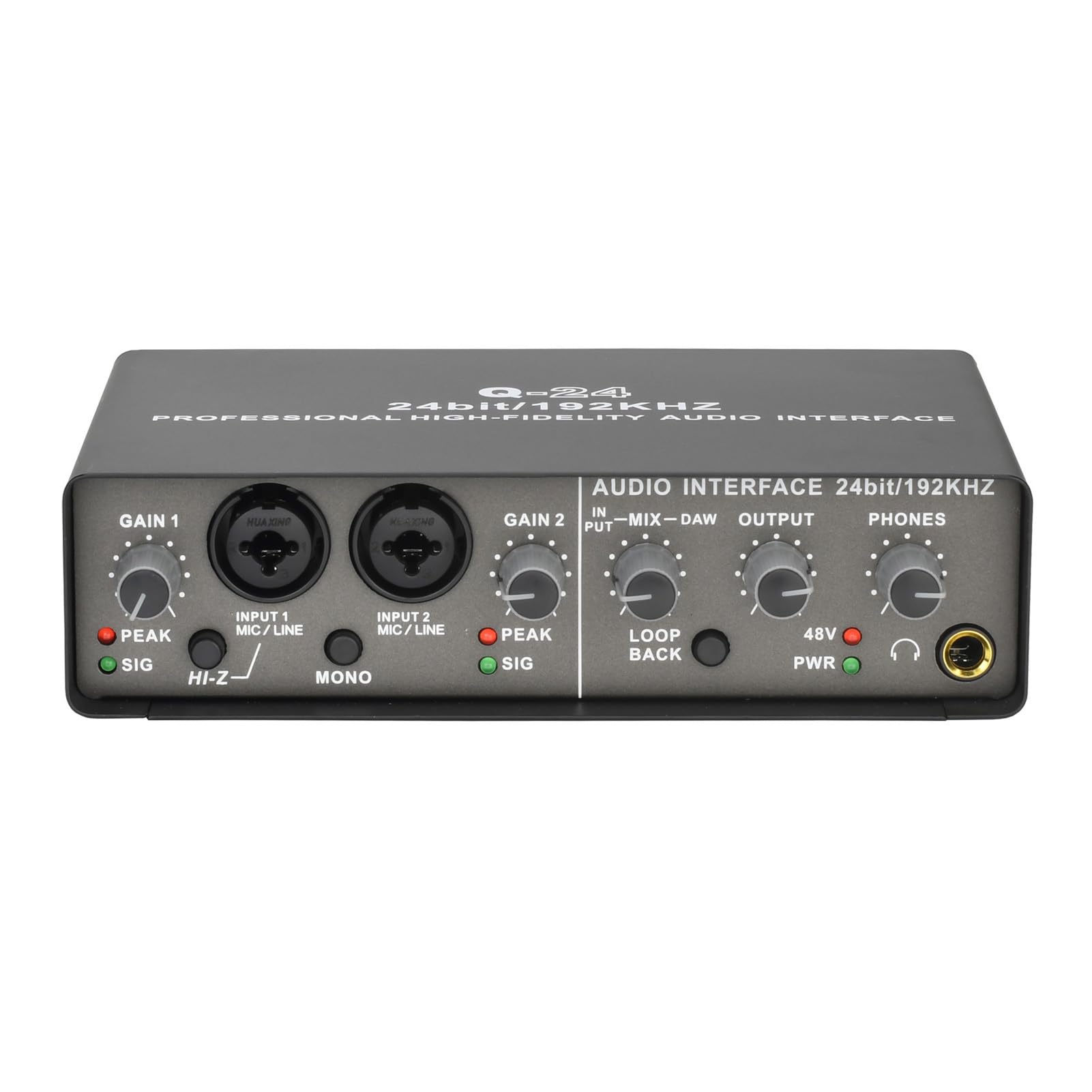 Luocute Interfaz de Audio USB, Tarjeta de Sonido XLR TRS Phantom Power de 2 Canales con 24 Bits 192 KHz para Grabación, Interfaces de Audio de Grabación por Computadora, Transmisión y