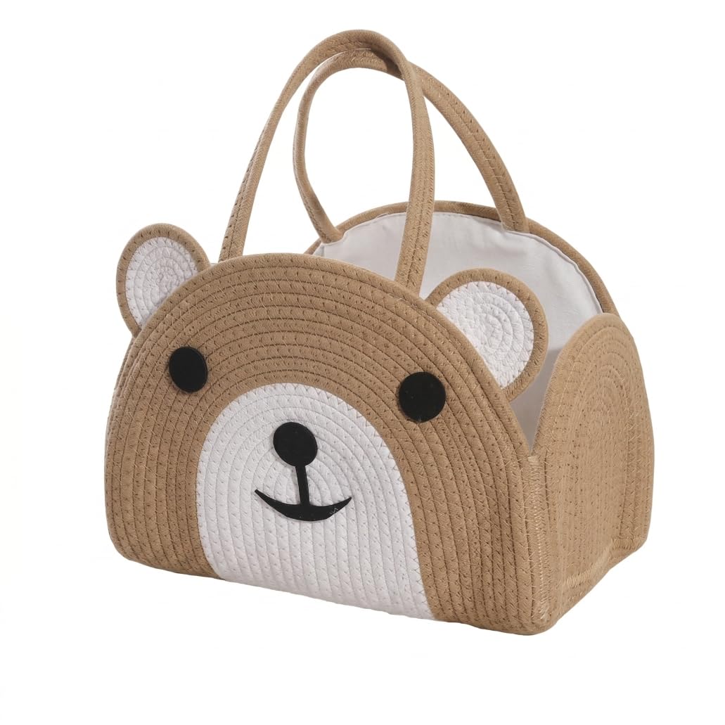 Baby Caddy - Organizador de pañales para bebé, cuerda de algodón, elegante bolsa de almacenamiento para guardería para ducha y viajes, marrón, 32 x 22 x 20 cm
