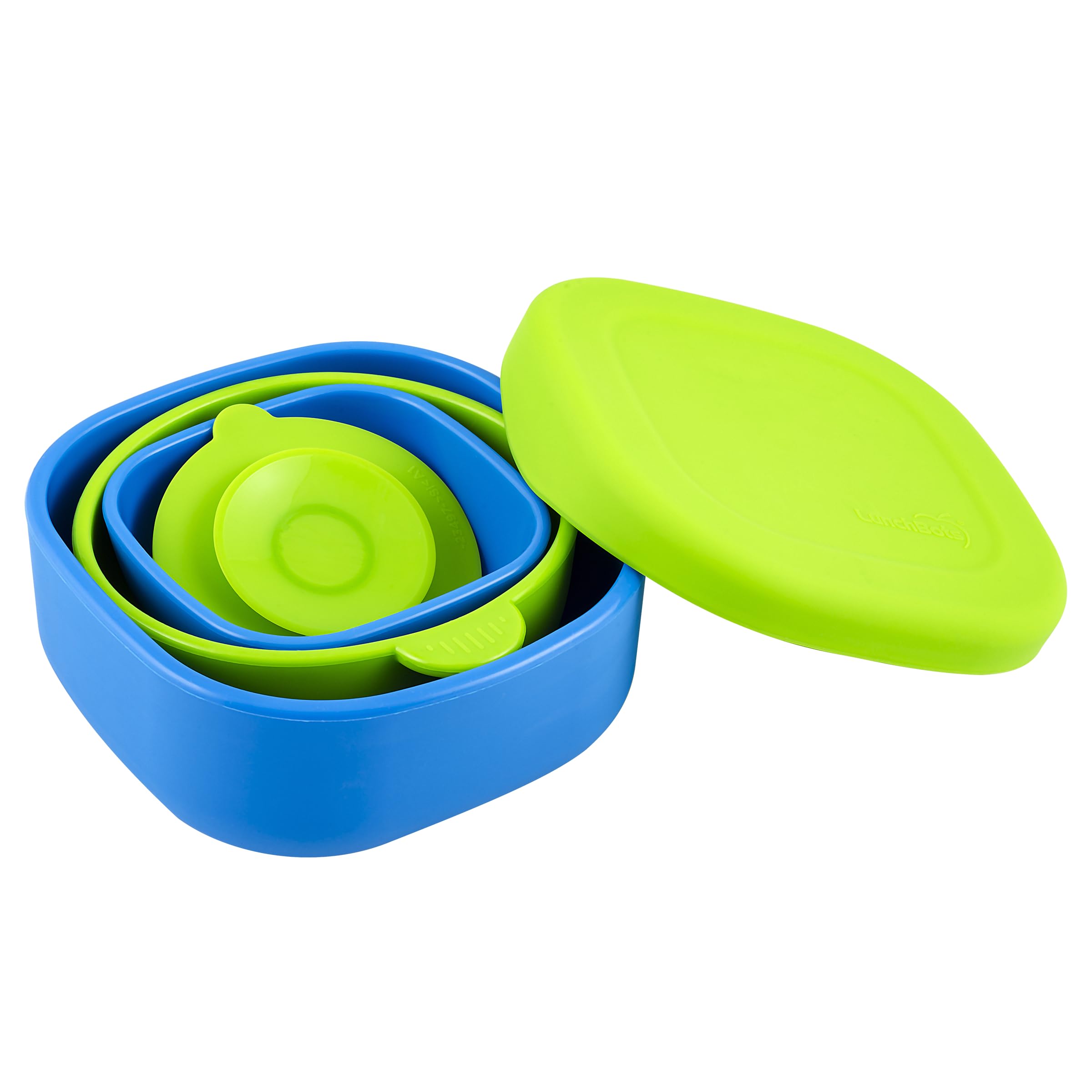LunchBots Silicone Suction Bowl for Baby & Toddler, Stackable Nesting Bowl Set of 3 with Lid for Feeding, Portable Travel Bowls, Dishwasher Safe, 5/8/