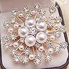 GUYAQ Broche en Cristal pour Femmes élégante Perle Strass Brillant Flocon de Neige Broche Broche Rose Cristal Fleur Broches épinglette Mariage mariée Broches vêtements décoration #4