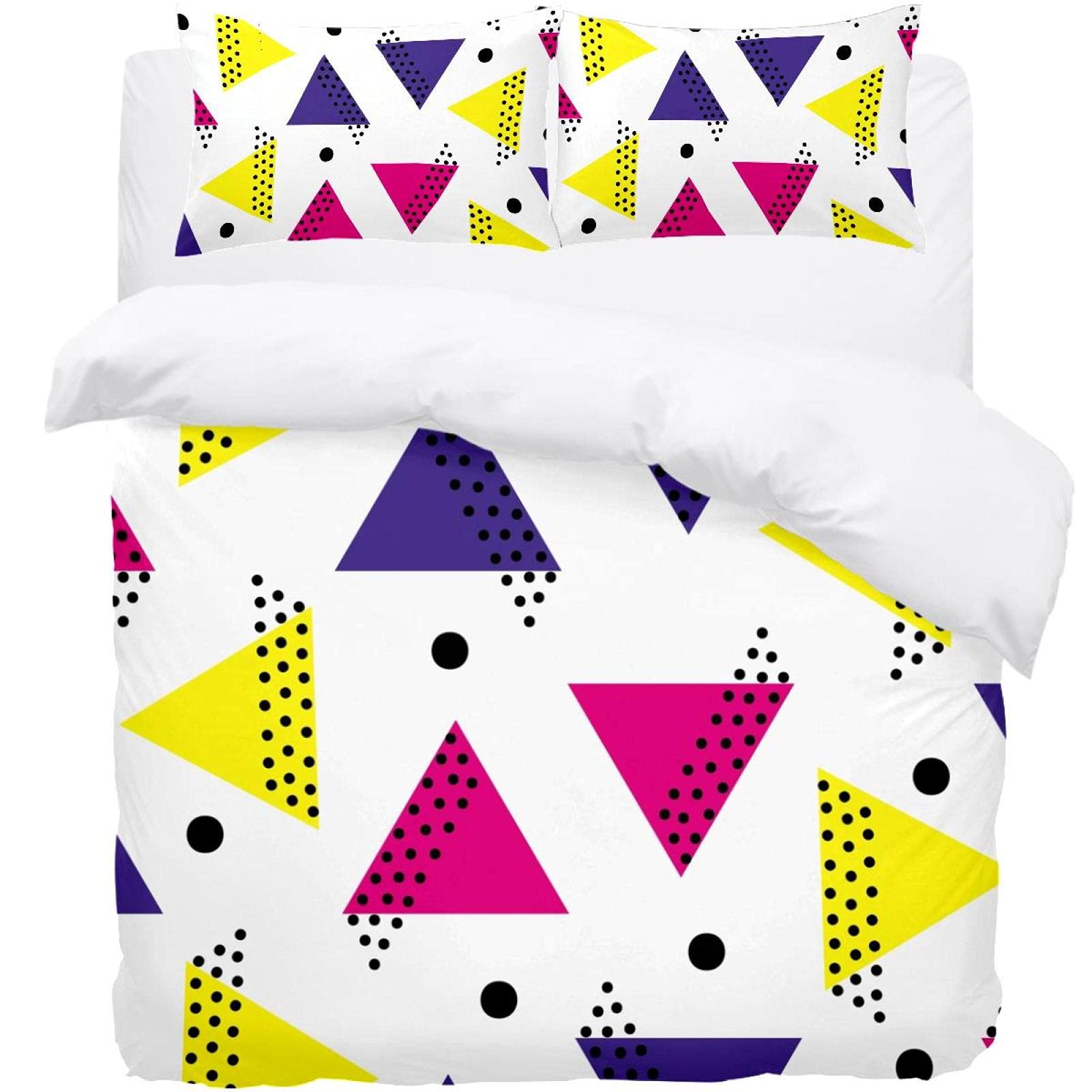 Parure de lit chaude et confortable housse de couette motif géométrique coloré super douce