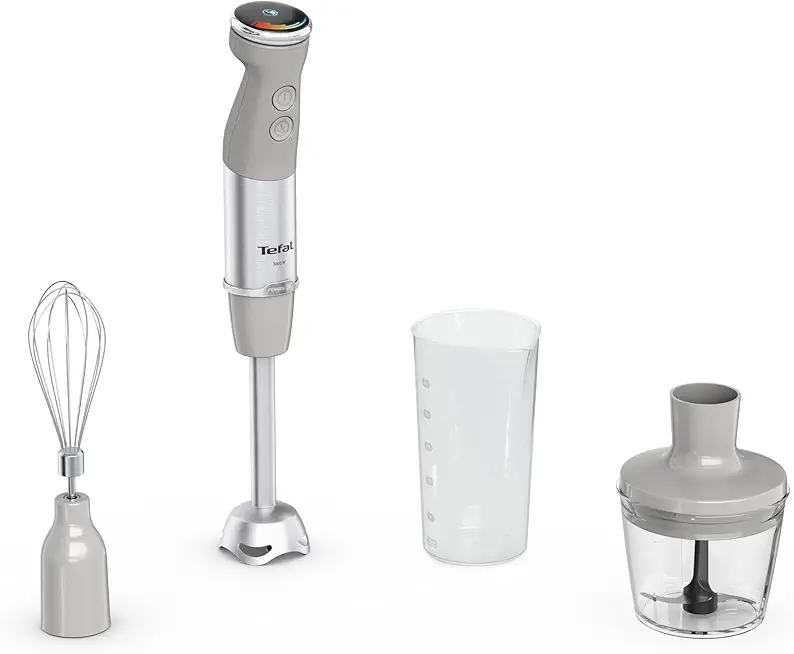 Tefal Quickchef+ Stabmixer, Powelix-Klingentechnologie, 20 Geschwindigkeitsstufen, Turbomodus, kompaktes Design, Schneebesenaufsatz, 800 ml-Dosierbecher, Silence-Modus, Softgrip-Griff, HB673B30