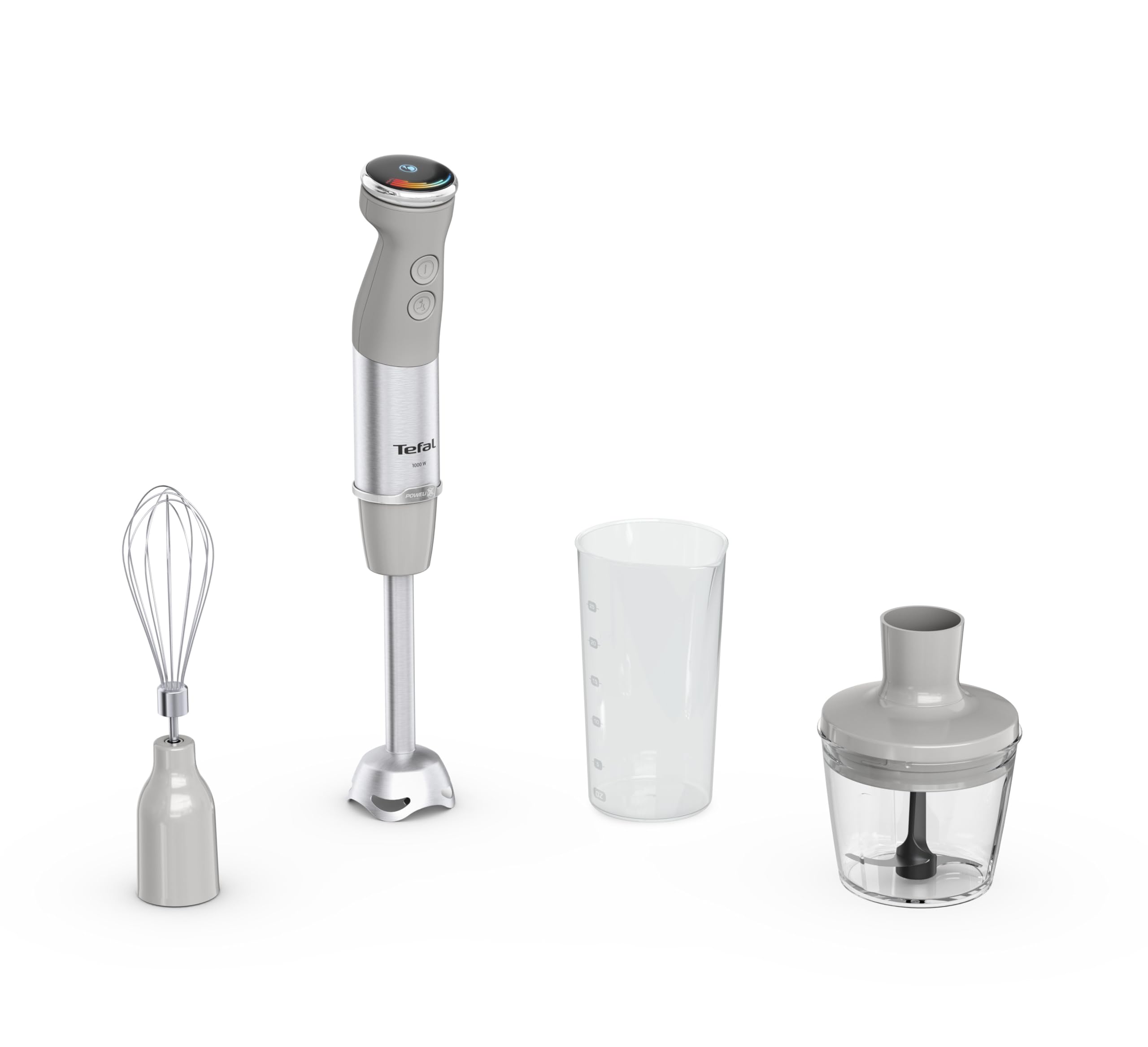 Tefal Quickchef+ Stabmixer, Powelix-Klingentechnologie, 20 Geschwindigkeitsstufen, Turbomodus, kompaktes Design, Schneebesenaufsatz, 800 ml-Dosierbecher, Silence-Modus, Softgrip-Griff, HB673B30