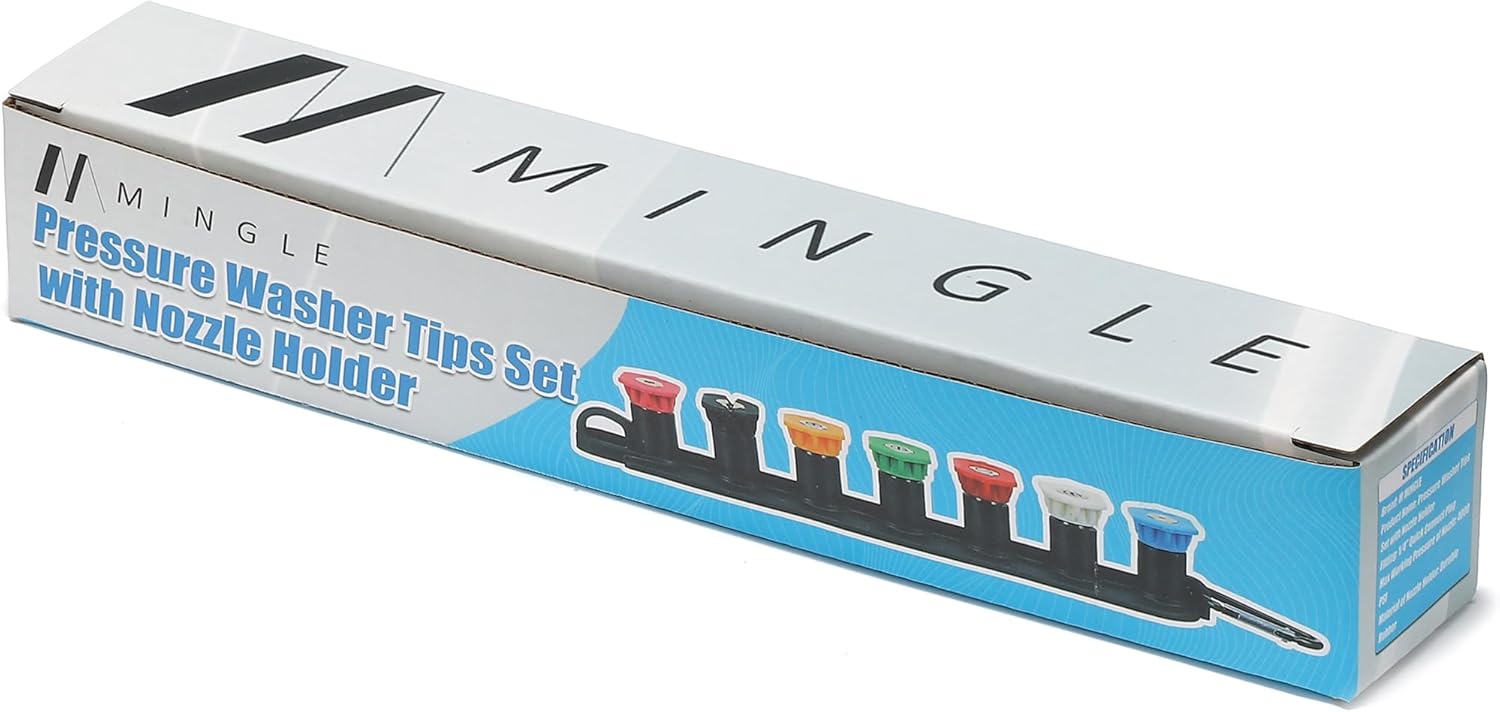 M MINGLE Pressure Washer Tips Set with Nozzle Holder, 7 Nozzle Tips, 1/4 Inch Quick Connect, 4000 PSI