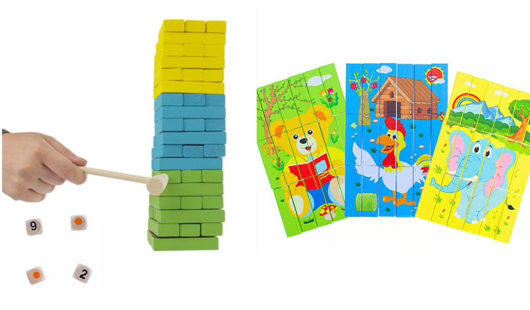 HOMIES 3 in 1 Wooden zenga Building Blocks Dominoes Tile with Puzzle Educational & Leaning Includes 4 Dice and Hammer Toy, Multicolor (B0BS19ZMPD) Amazon Price History, Amazon Price Tracker