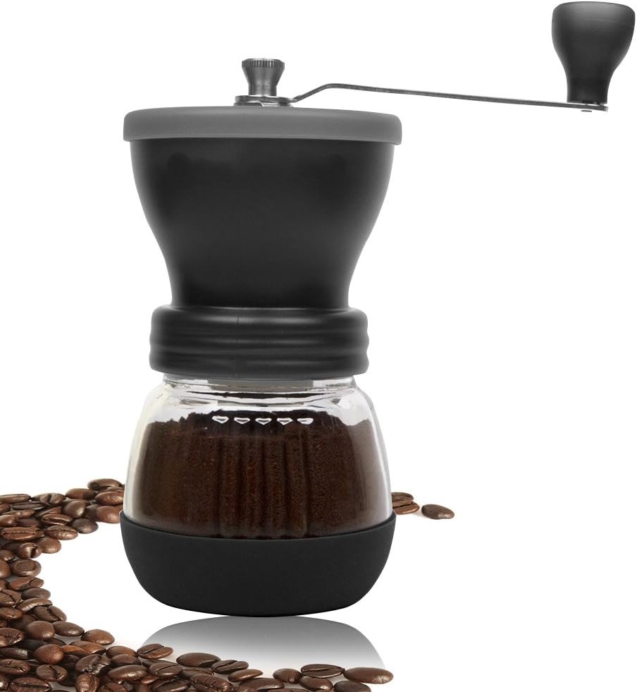 Manual Burr Coffee Grinder for Espresso - Roasted Coffee Bean, Black