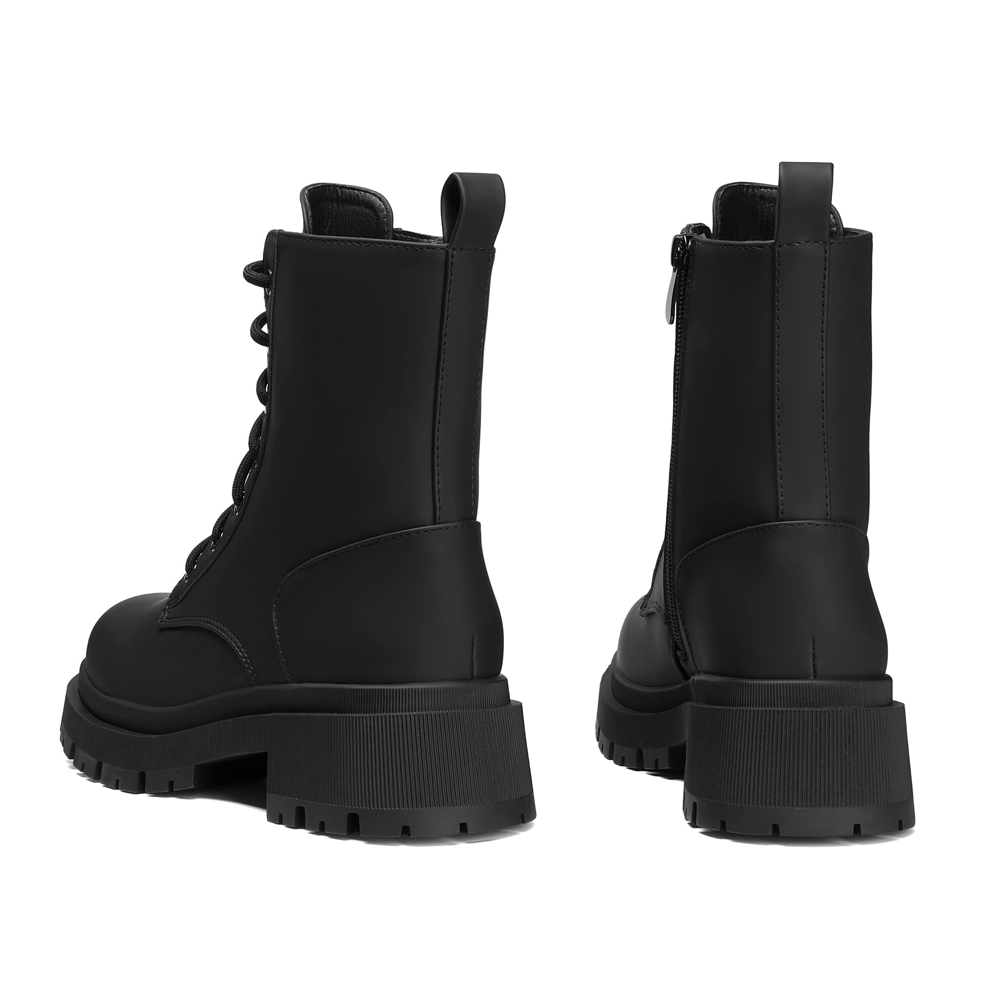 DREAM PAIRS Stivali Anfibi Donna Cerniera con Lacci Silhouette Comoda Chiusura Lampo Fodera Calda Suola Interna