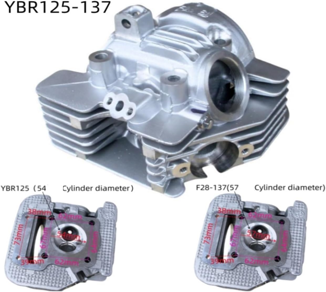 Motorcycle Cylinder Head Compatible With Yamaha YBR125 TT-R 125cc YBZ TTR XT137 150 F28 5VL Engine Parts JYM YBS 137CM(YBR125 Cylinder head)