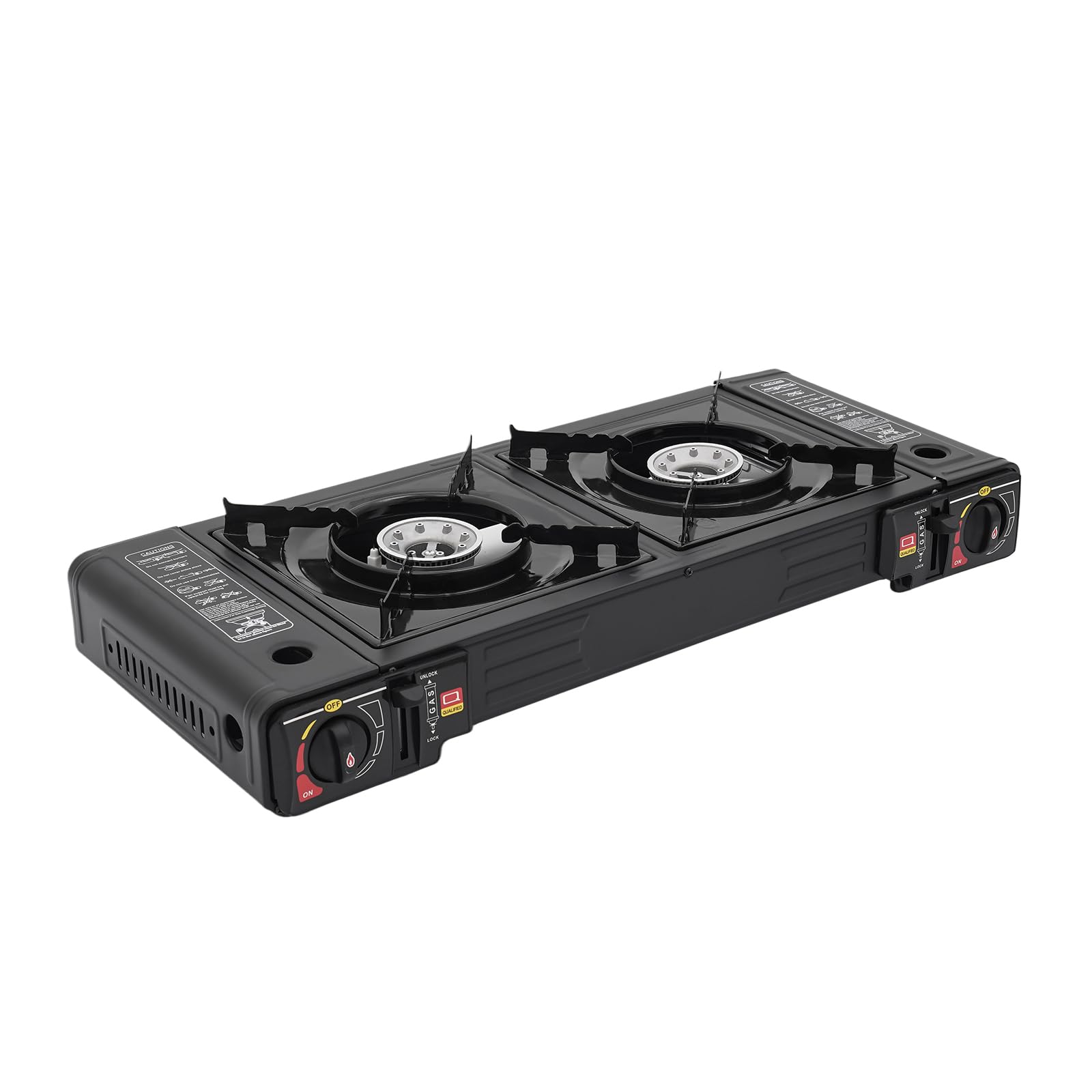 Fornello a gas a 2 fuochi, fornello da campeggio portatile da 2500 W di potenza, fornello a gas per esterni