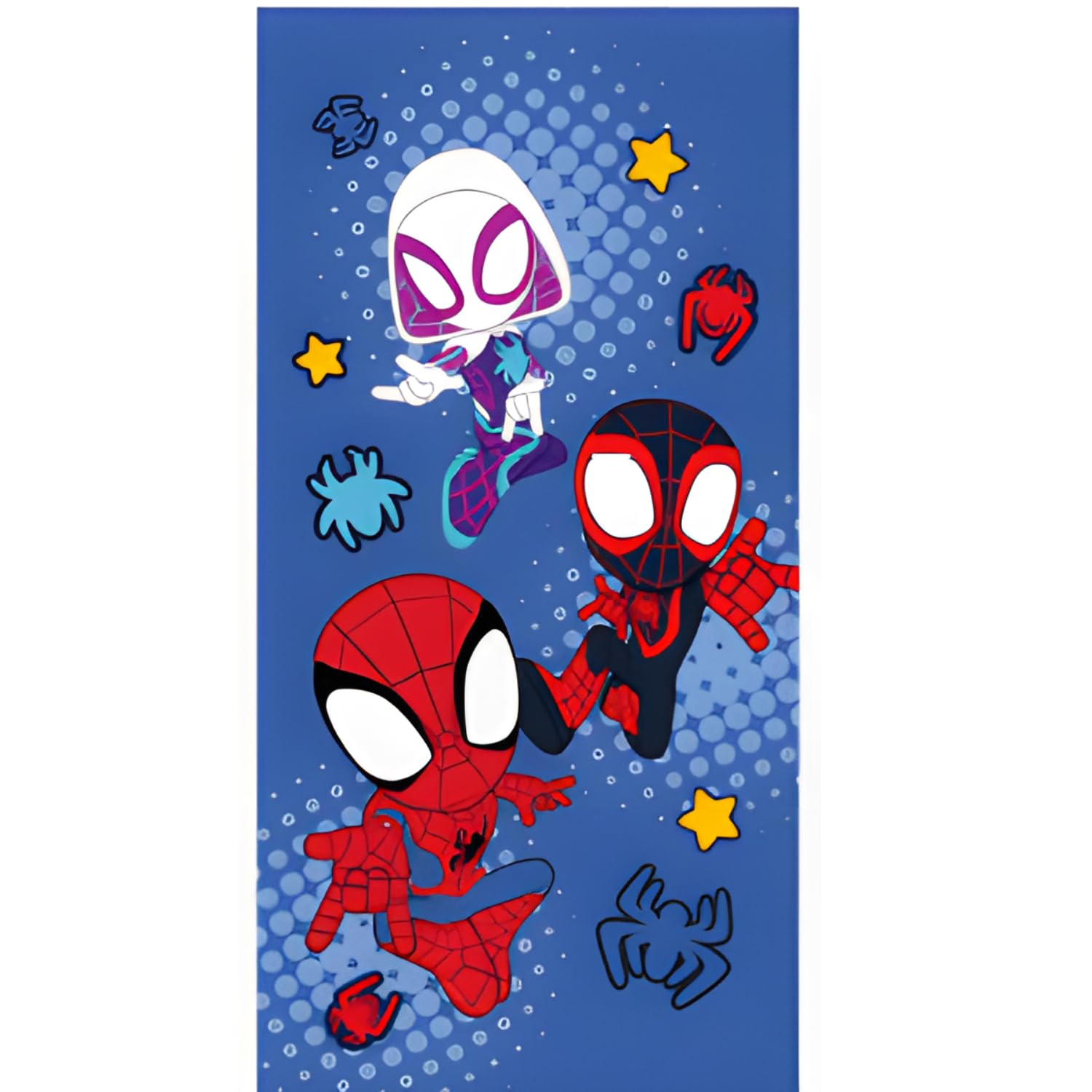 BrandMac Spidey & His Amazing Friends Beach & Bath Towel 70x140cm, 100% Cotton | Soft & Absorbent Kids Bath & Swim Towel | Spidey, Miles Morales & Spider-Gwen Design | Ideal for Beach, Bath and Pool