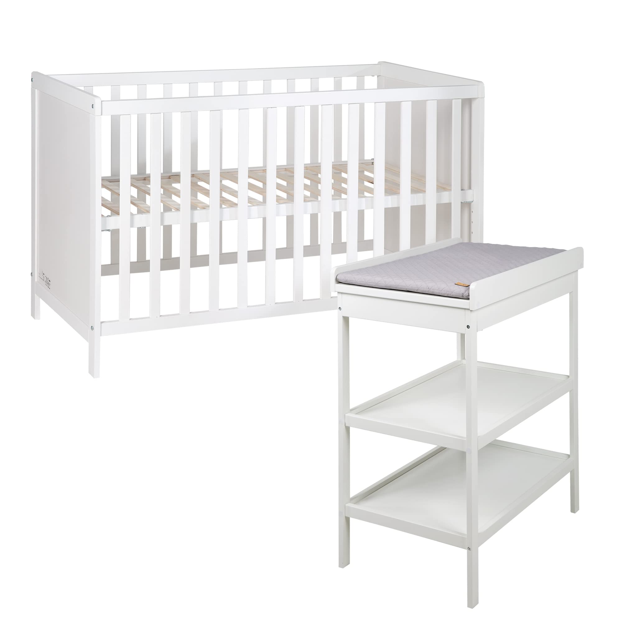 roba Juego de Habitación Infantil - Cuna Colecho y Cambiador con Colchón "roba Style" - Madera Blanca