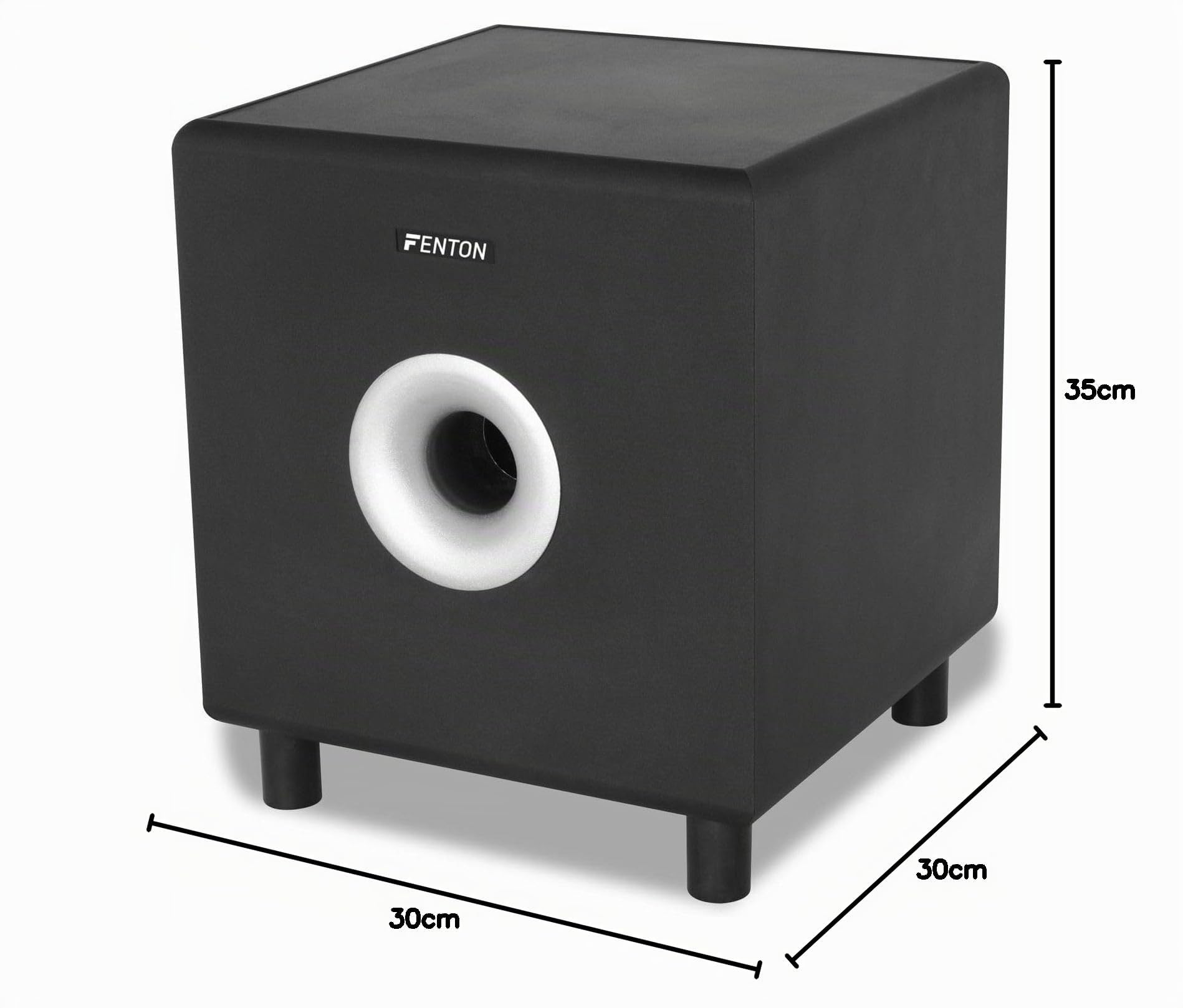 Fenton SHFS08B Subwoofer Caisson de Basse Amplifié 8" Noir 200 Watts Bass-Reflex Actif Home Cinéma HiFi