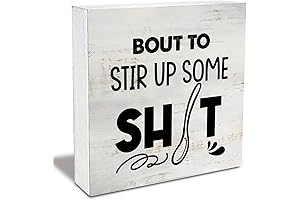 Funny Kitchen Wall Decor - Rustic "Bout to Stir up" Wood Box...