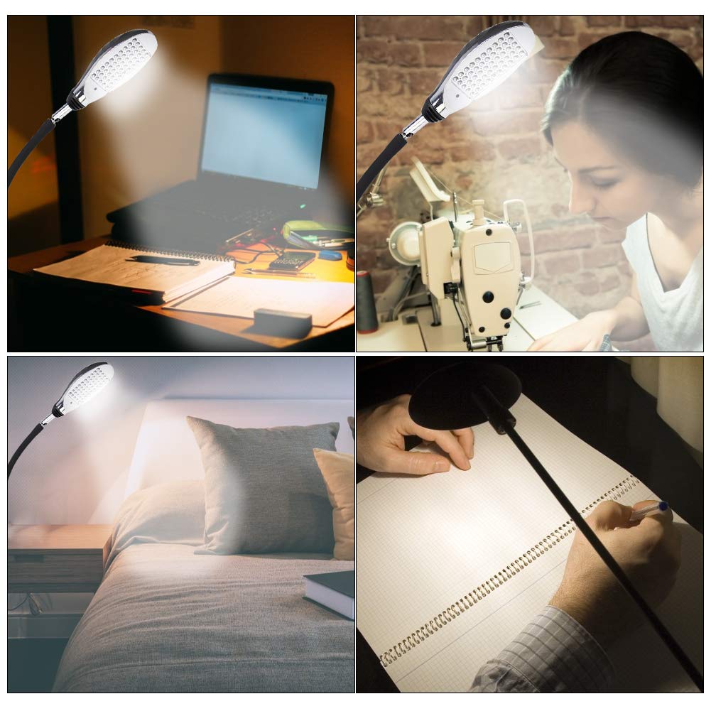Lámpara LED de Escritorio con Cuello Flexible, 8W, 50 Perlas LED, para Mesa de Trabajo, Máquina de Coser, con Enchufe UE