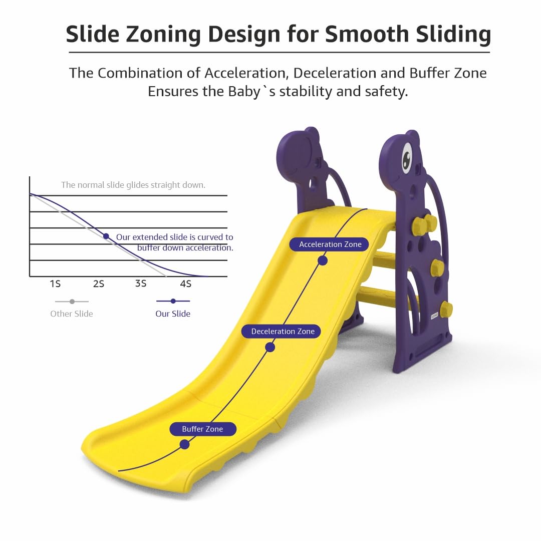 Diwali Sale Amazon Brand - Solimo Kids Garden Super Slide | Safe And Fun | Indoor And Outdoor Toy For Boys And Girls 2 To 4 Years | Easy Assembly | Rounded Corners For Safety | Yellow &Amp; Purple, Multicolor