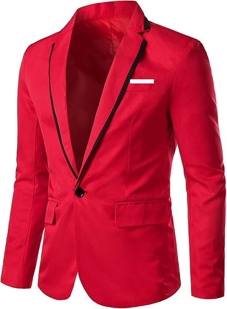 Blazer Hombre Slim Fit - Chaqueta De Traje De Un Botón, Color Sólido - Ideal Para Negocios, Bodas Y Fiestas - Tallas Grandes Disponibles