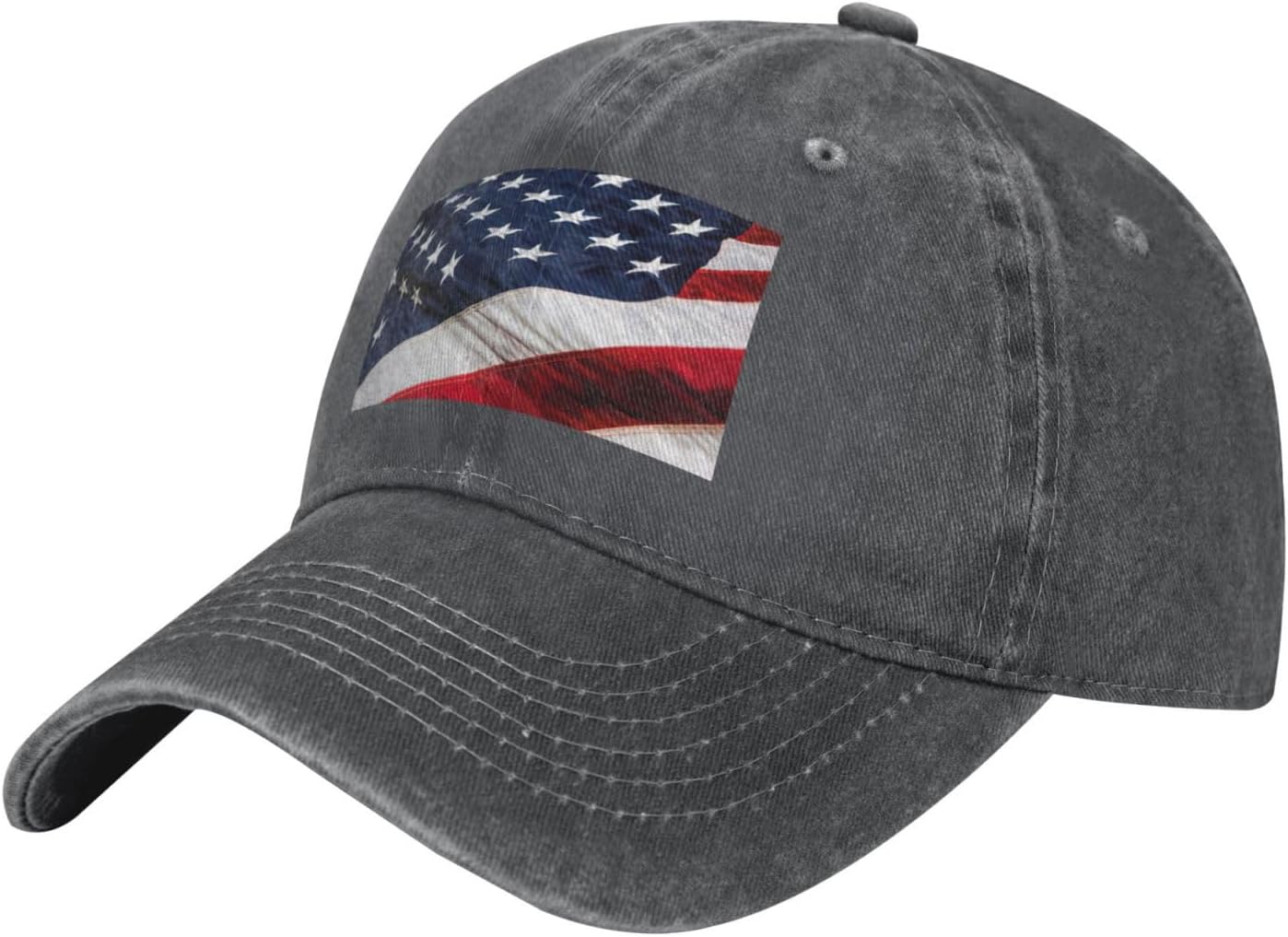American Flag Print Cowboy Hat Personalized Baseball Cap Fashion Hat Cap Funny Gifts for Women Men Deep Heather