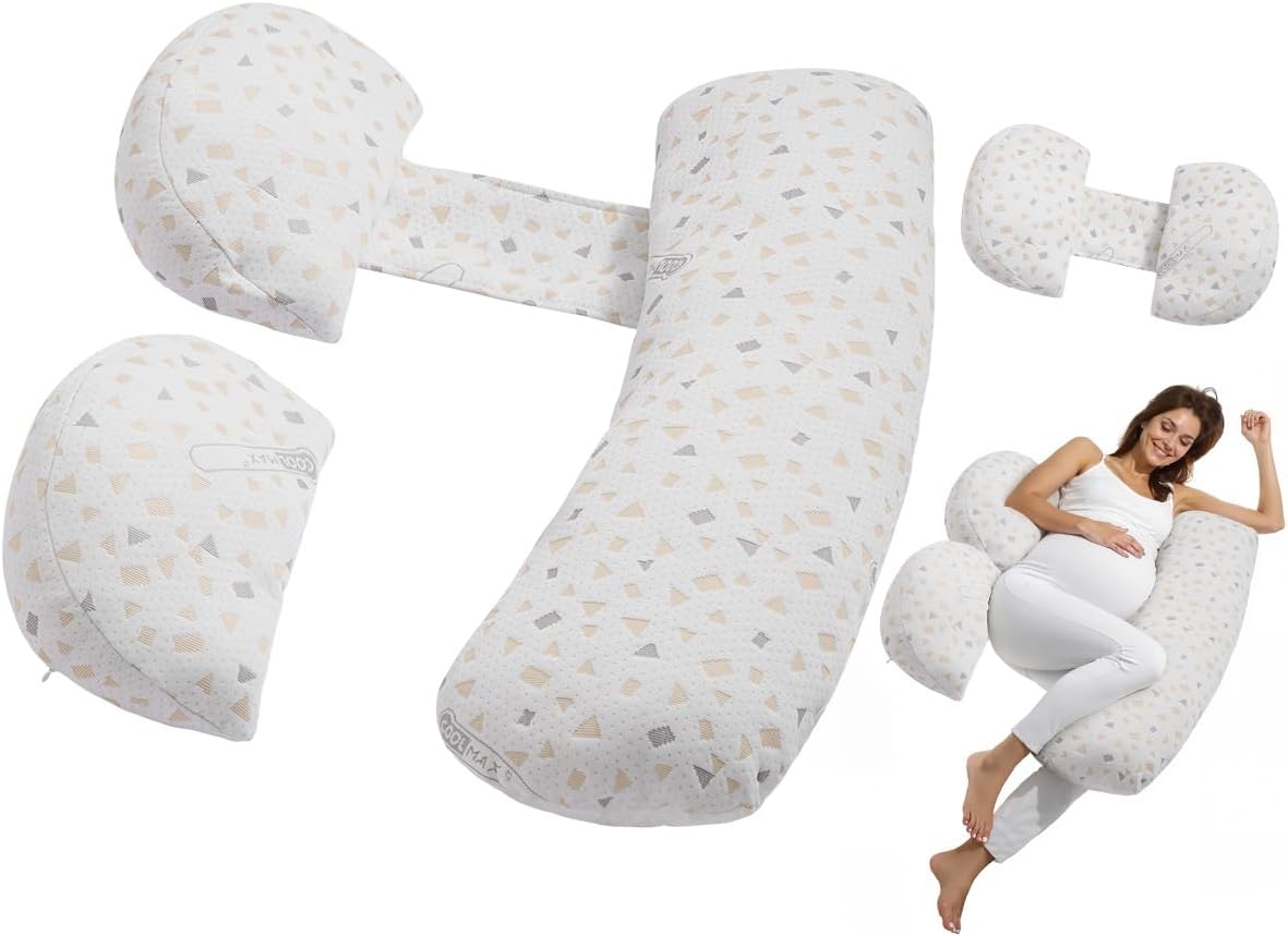 VEVOR Pregnancy Pillows for Sleeping, Adjustable Maternity Pillow for Pregnant Women, Soft Pregnancy Body Pillow with Removable & Washable Cover for Back Belly Hip Support, Lightweight and Portable