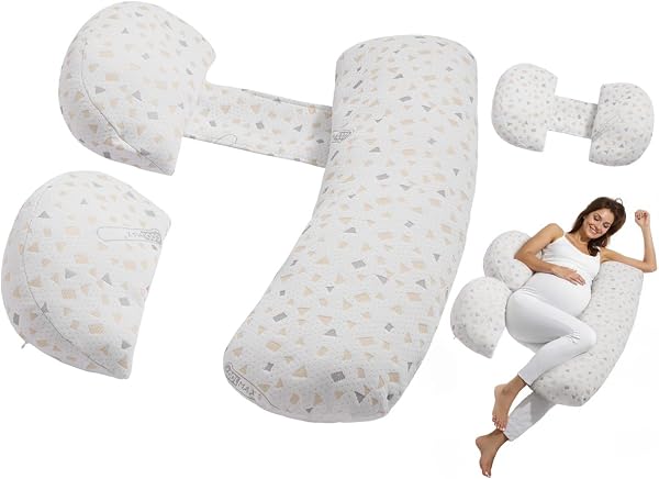 VEVOR Cuscino per la Gravidanza, Cuscino per Maternità Forma Regolabile per Tutto il Corpo per Donne Incinte, Supporto per la Gravidanza Morbido Traspirante con Fodera Rimovibile e Lavabile - 1