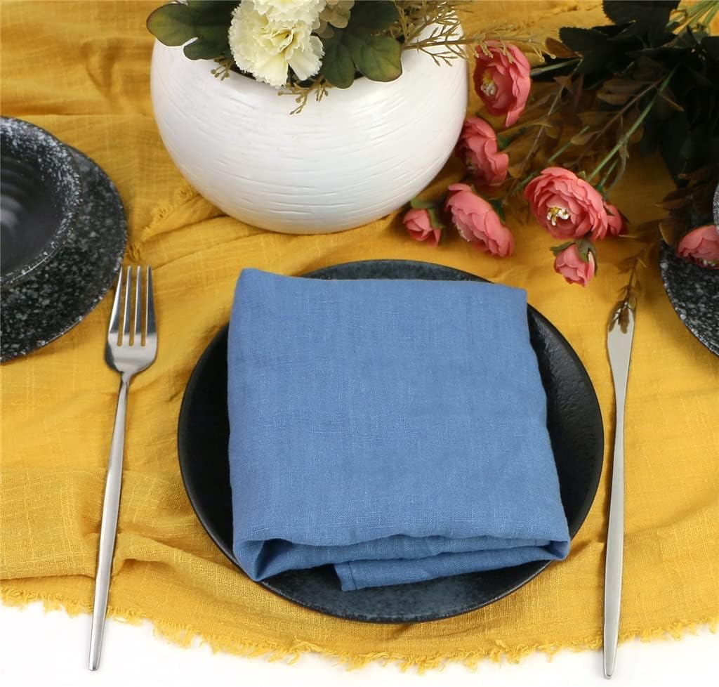 Pure Linen Cloth Napkins Set of 4 Linen Fabric 40x40cm Washable Soft for Dinner Weddings Christmas Part