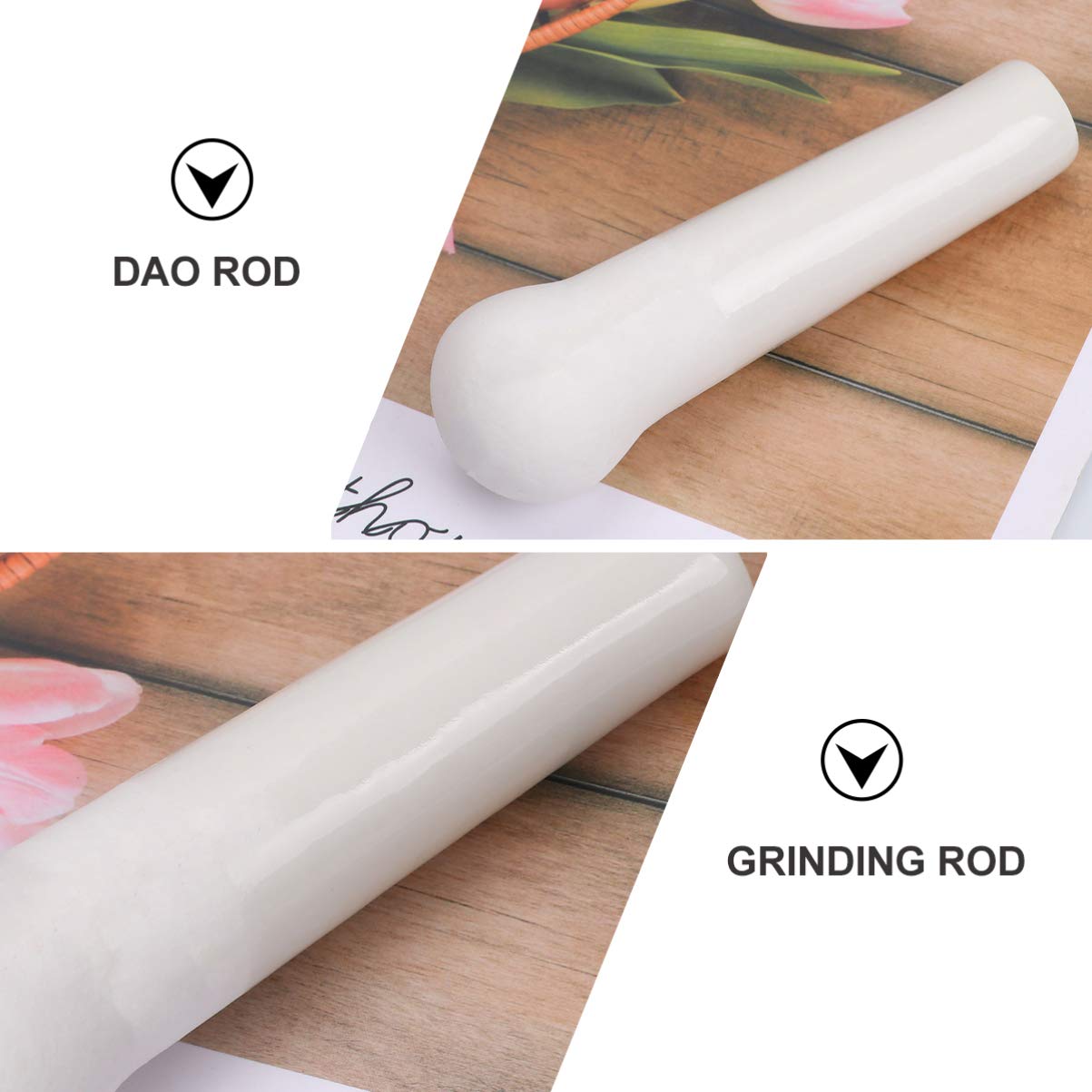 Zerodeko Ceramic Food Grinding Rod, 2.75 Inch White Pestle for Garlic, Medicine, Baby Food, Manual Multifunctional Muddler for Kitchen and Bar