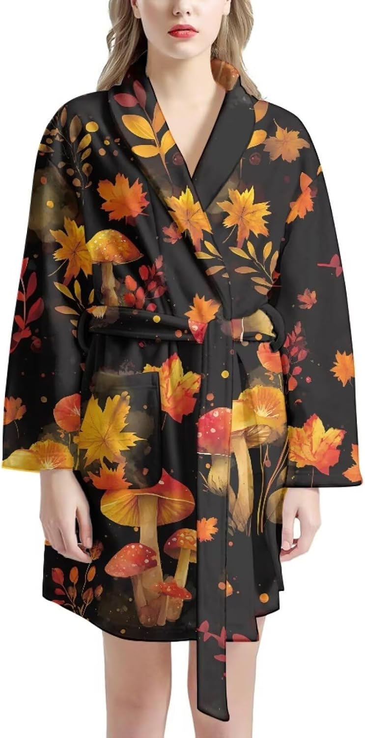Women Sleepwear Robes Spa Robe with Belt Pockets Long Bathrobes
