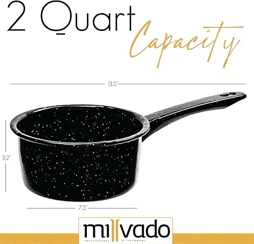 Miniatura 5 de Cacerola de granito de 2 cuartos de galón, ollas naturalmente antiadherentes, utensilios de cocina esmaltados moteados, sartén pequeña para cocinar