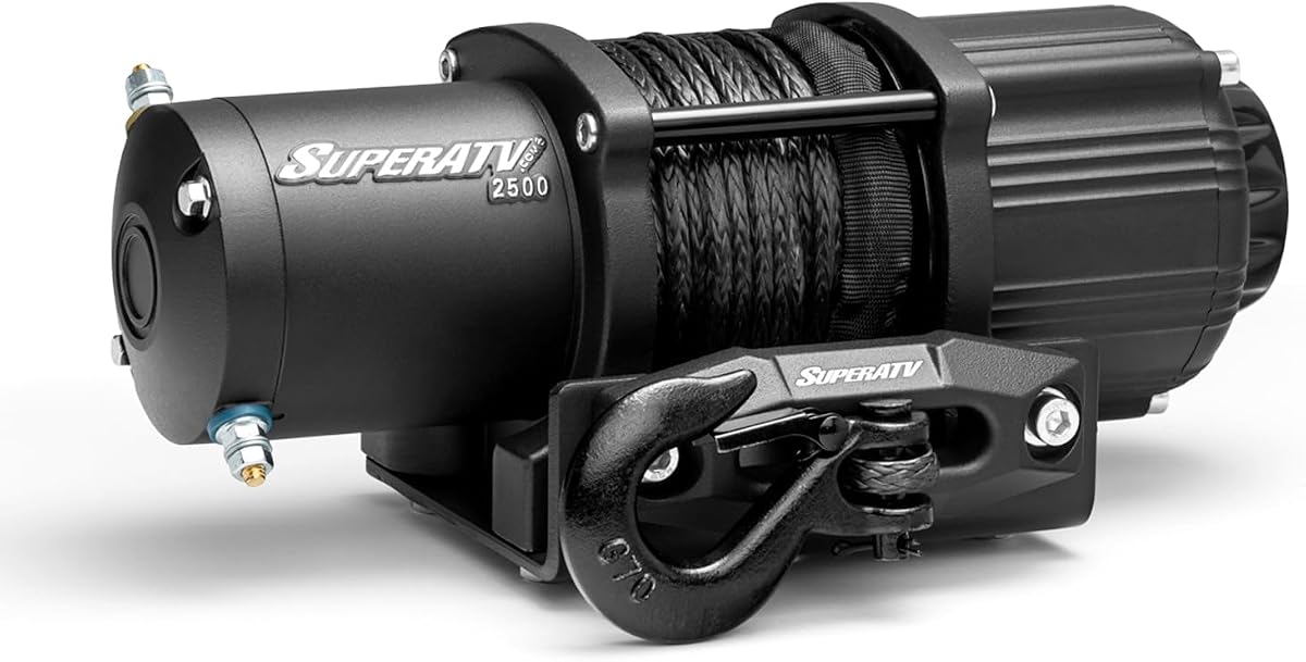 2500 LB Black Ops Winch Kit | 2500 Lb. Winch with Synthetic Rope, Waterproof Solenoid and Seals, 1 HP Motor, 166:1 Gear Ratio, 12 Volt Winch