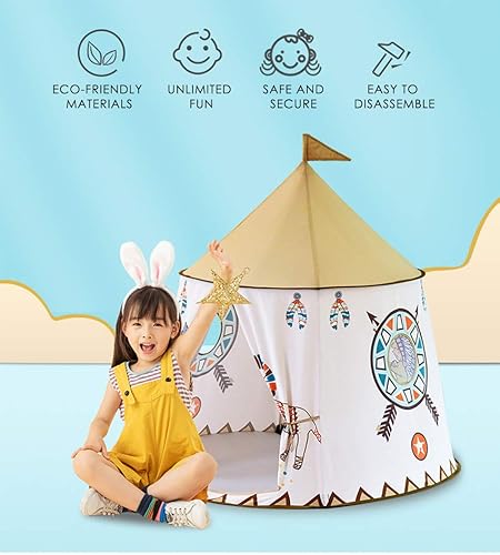 Miniatura 8 de Xiangtat Tienda de campaña plegable para niños, caricaturas indias con bolsa de transporte, material respetuoso con la piel, certificado de