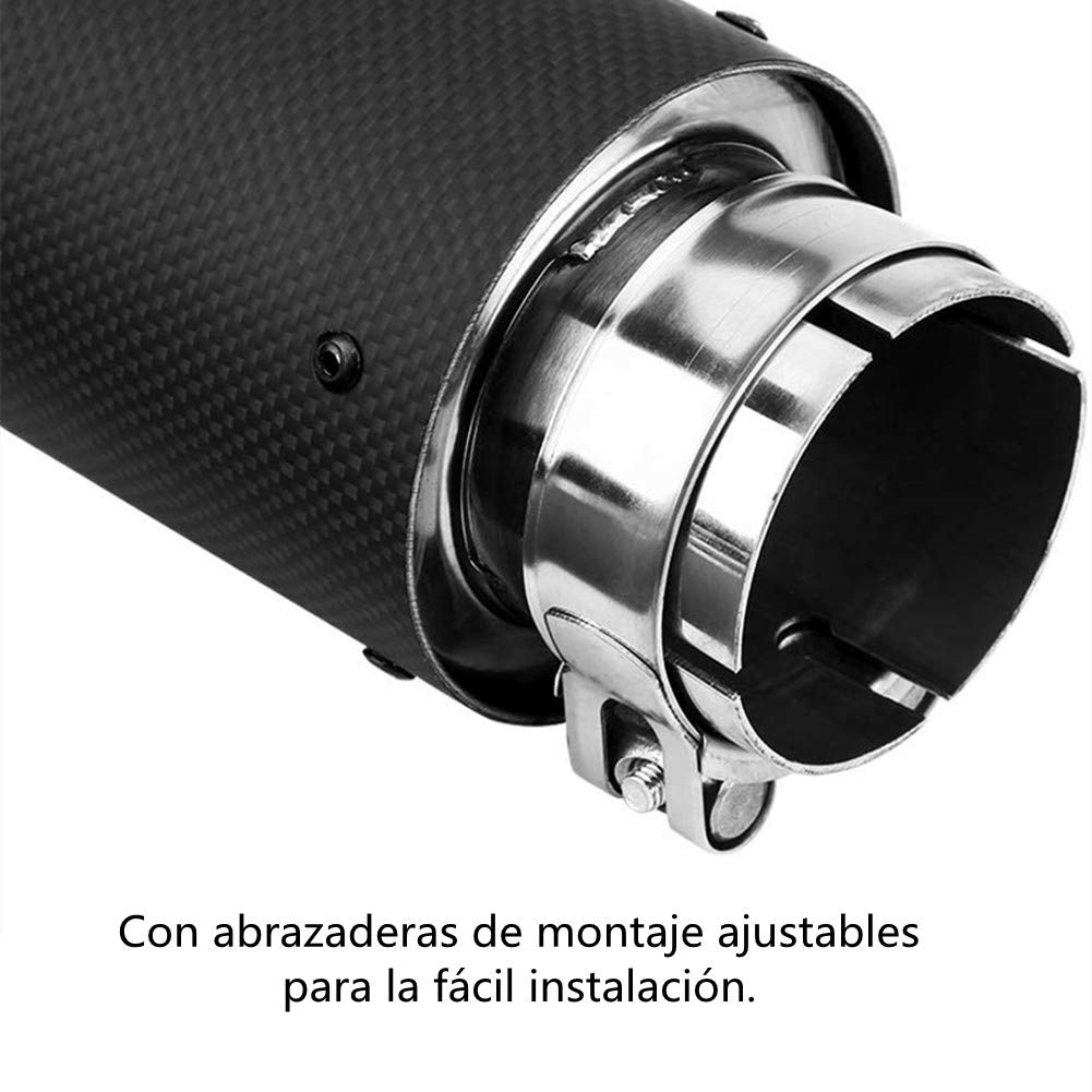 Tubo de Silenciador de Escape de Fibra de Carbono para Coche Puntas de Escape Universales de 60mm - 63mm Garganta de Cola Salida del Tubo de Escape Trasero